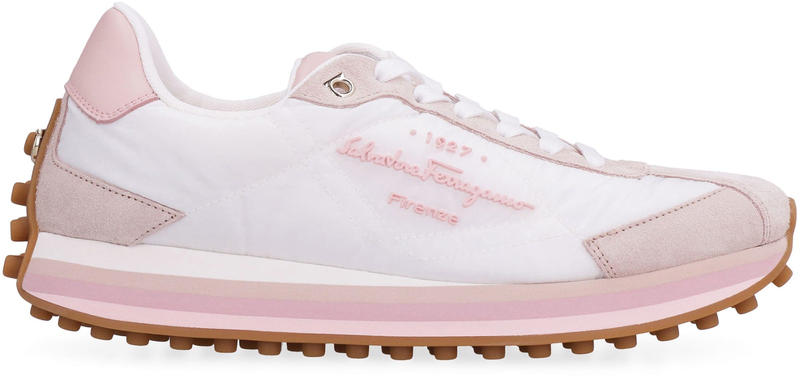 Ferragamo Leather And Fabric Low-top Sneakers In White