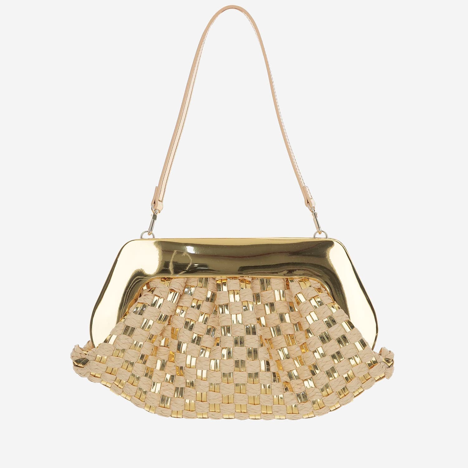 Themoirè Emera Micro Weaved Straw Laminated Clutch Bag