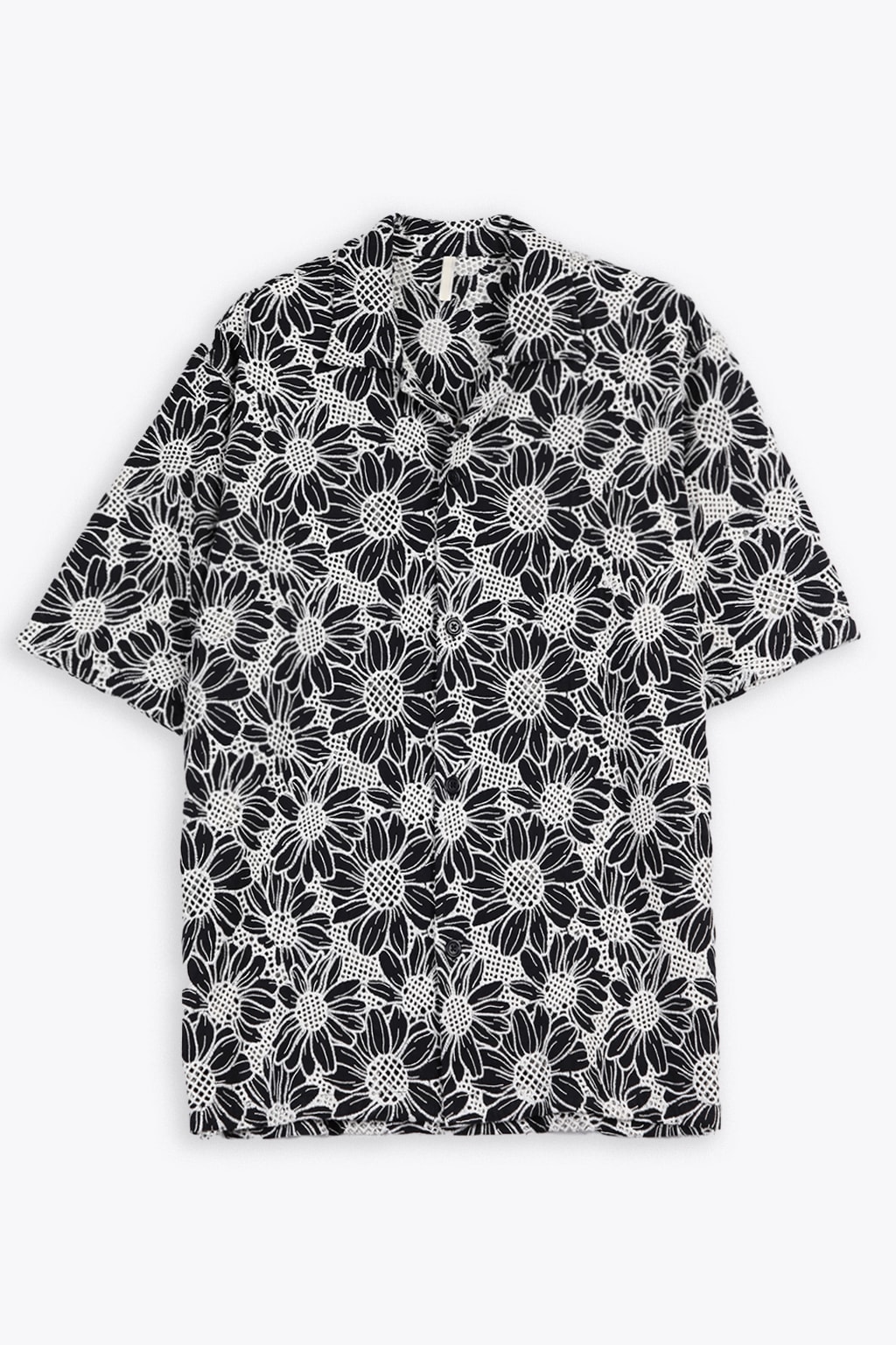 SUNFLOWER CAYO SS SHIRT BLACK SHIRT WITH FLORAL EMBROIDERY PATTERN - CAYO