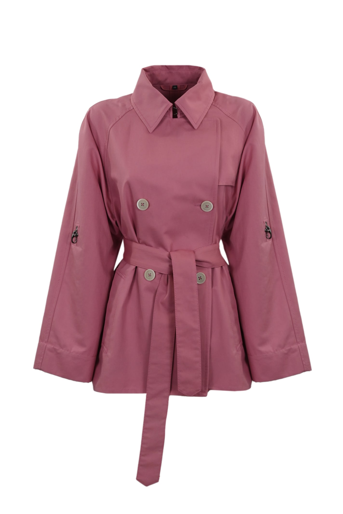 Fay Short Cotton Trench Coat In Rosa