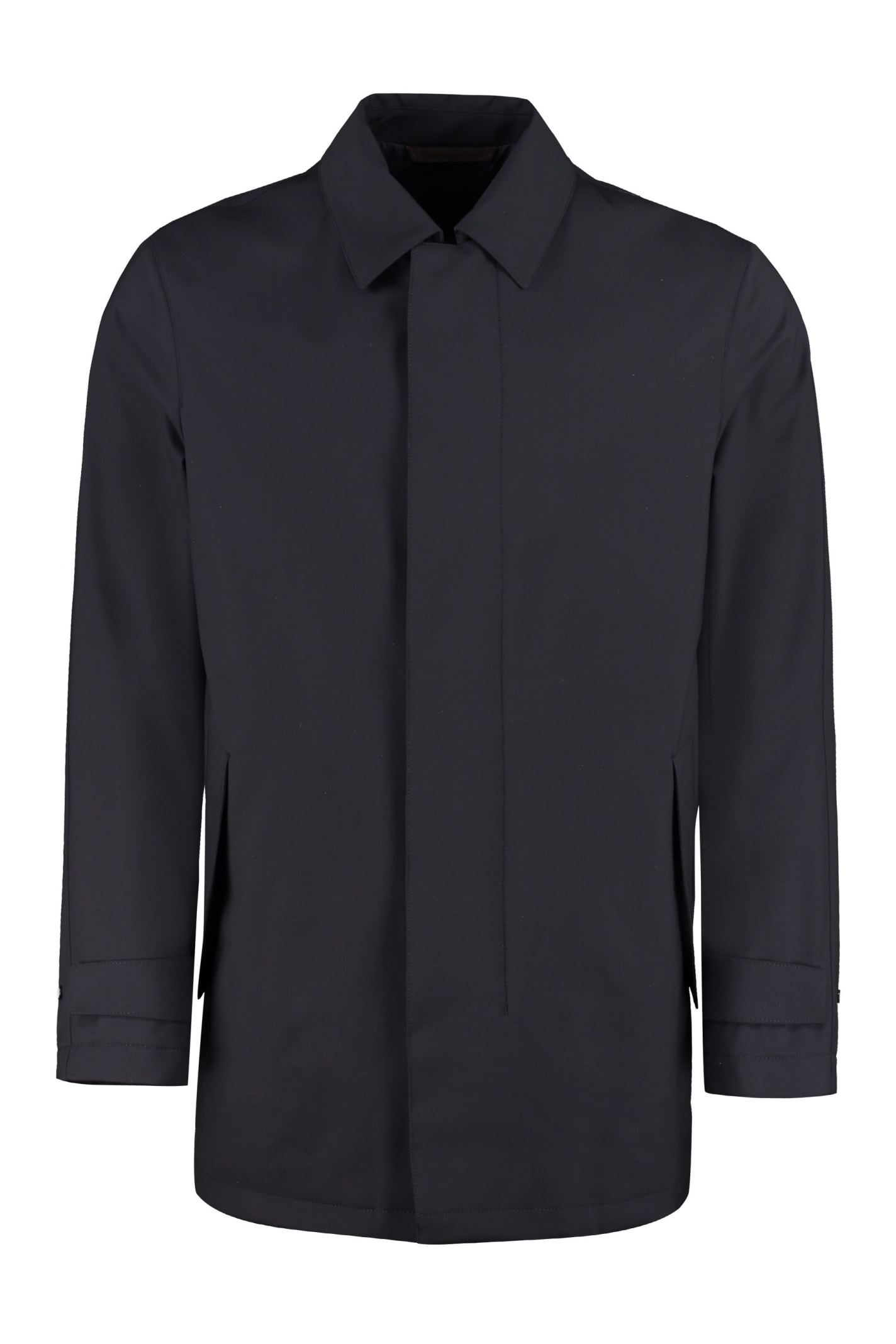 Z Zegna Jacket With Zip And Button Fastening In Blue | ModeSens