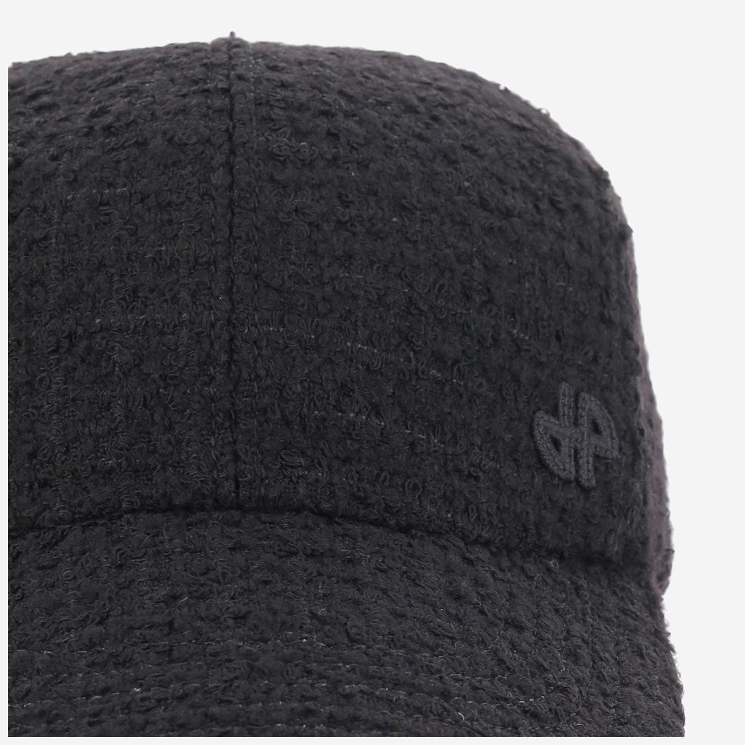 Patou Black Textured Tweed Baseball Cap In Black
