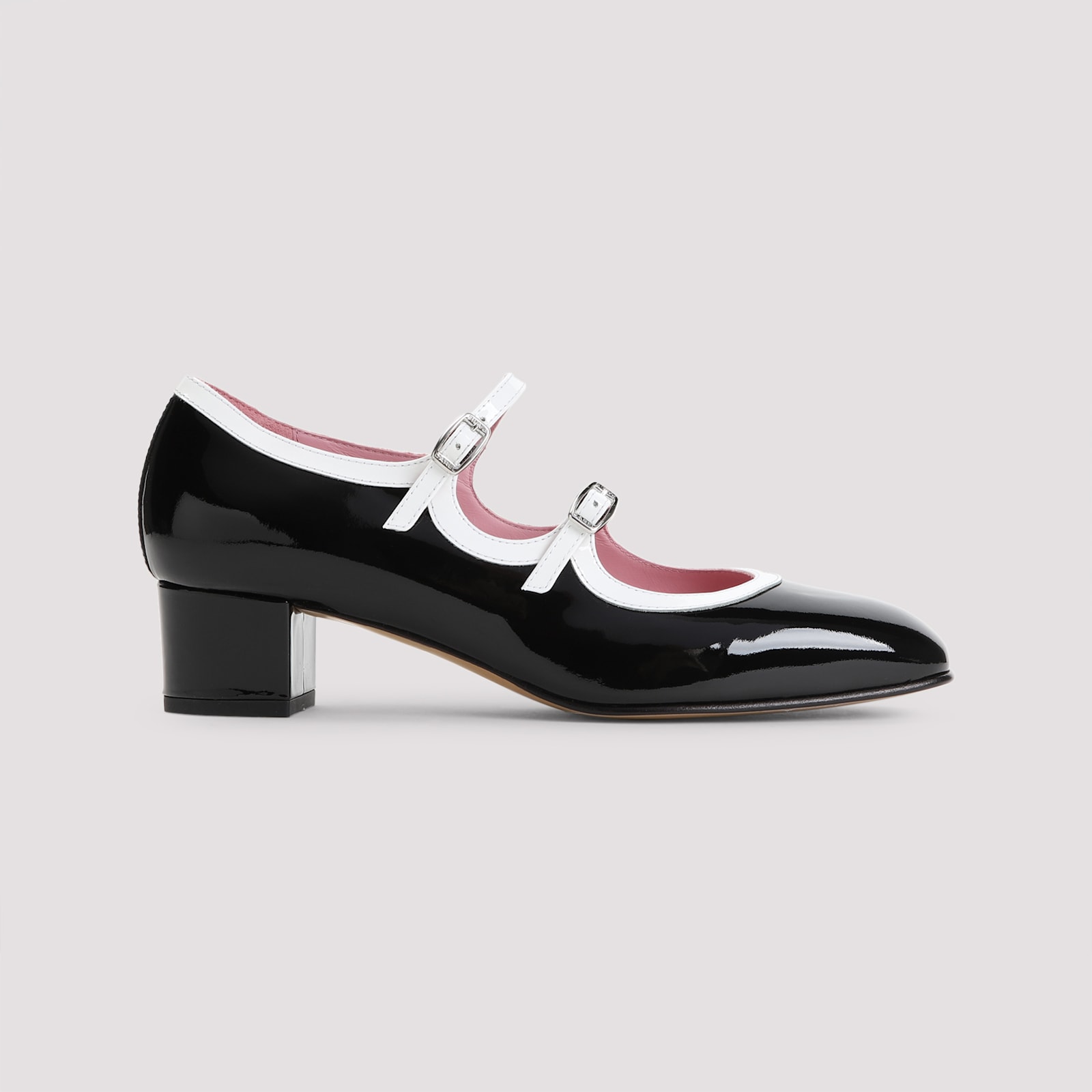 Carel Mary Jane00 Block Heel Round Toe In Black White