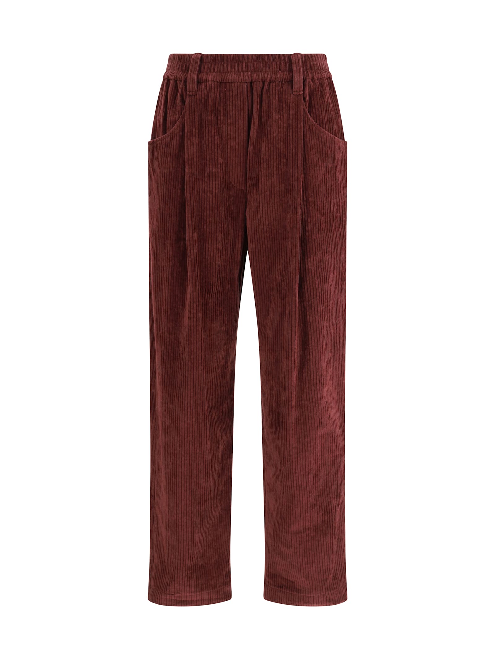 Brunello Cucinelli Soft Corduroy Pleated Straight-leg Ankle Pants In Brown