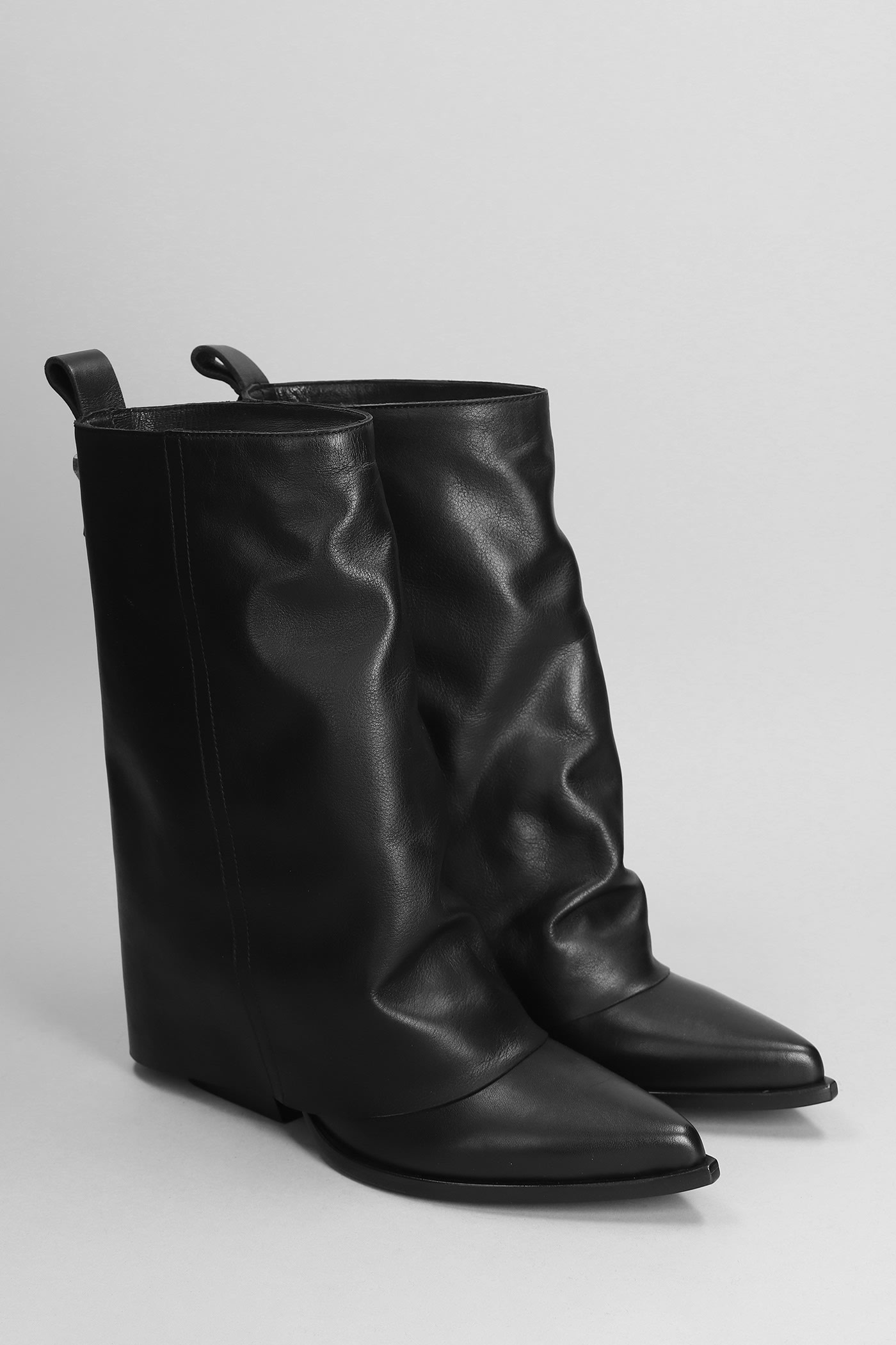 Shop Elena Iachi Texan Ankle Boots In Black Leather