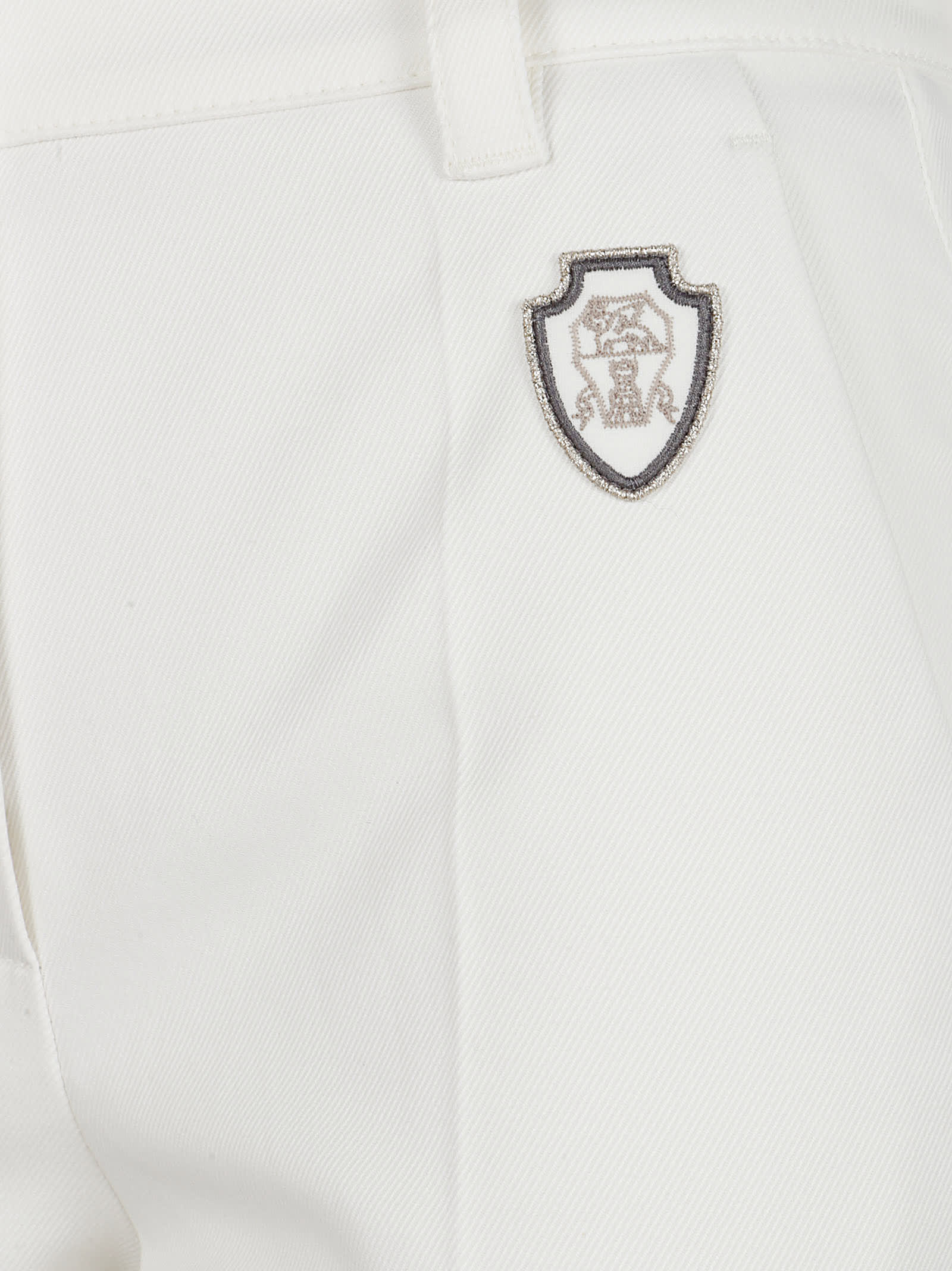 Brunello Cucinelli Logo Patch Tailored Trousers In White