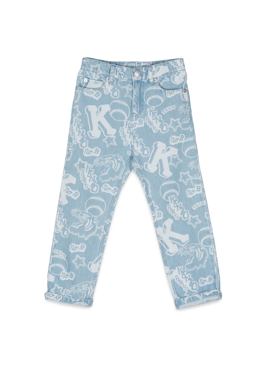 Shop Kenzo Allover Print Jeans In Denim