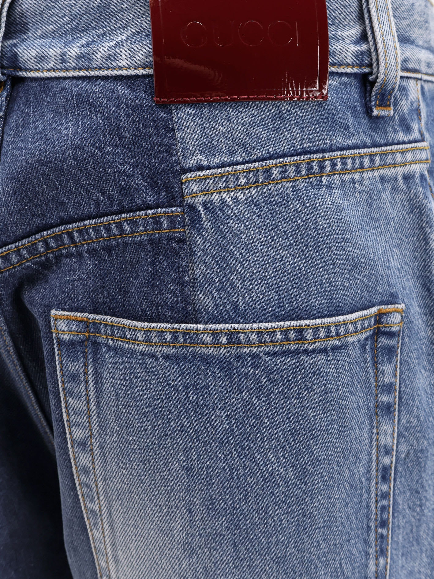 Gucci Patchwork Straight-leg Jeans In Blue