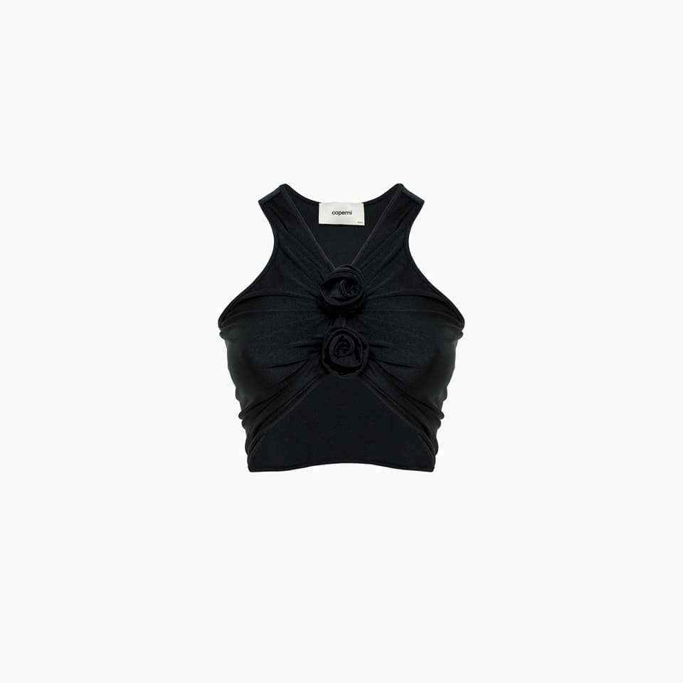 Shop Coperni Flower Top In Nero