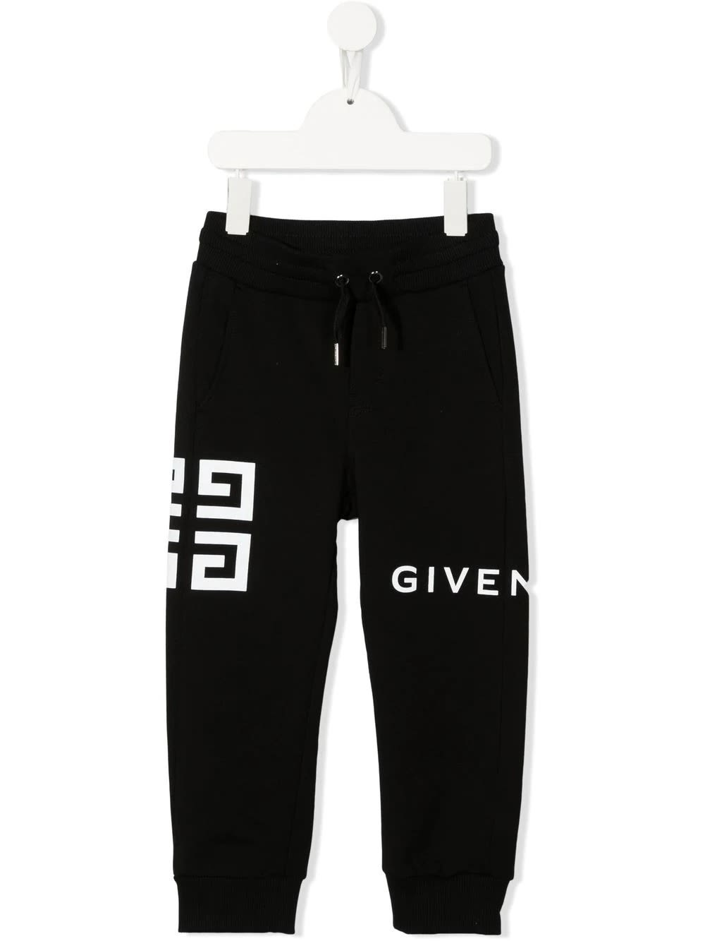 Kids Black Joggers With White Givenchy 4g Print