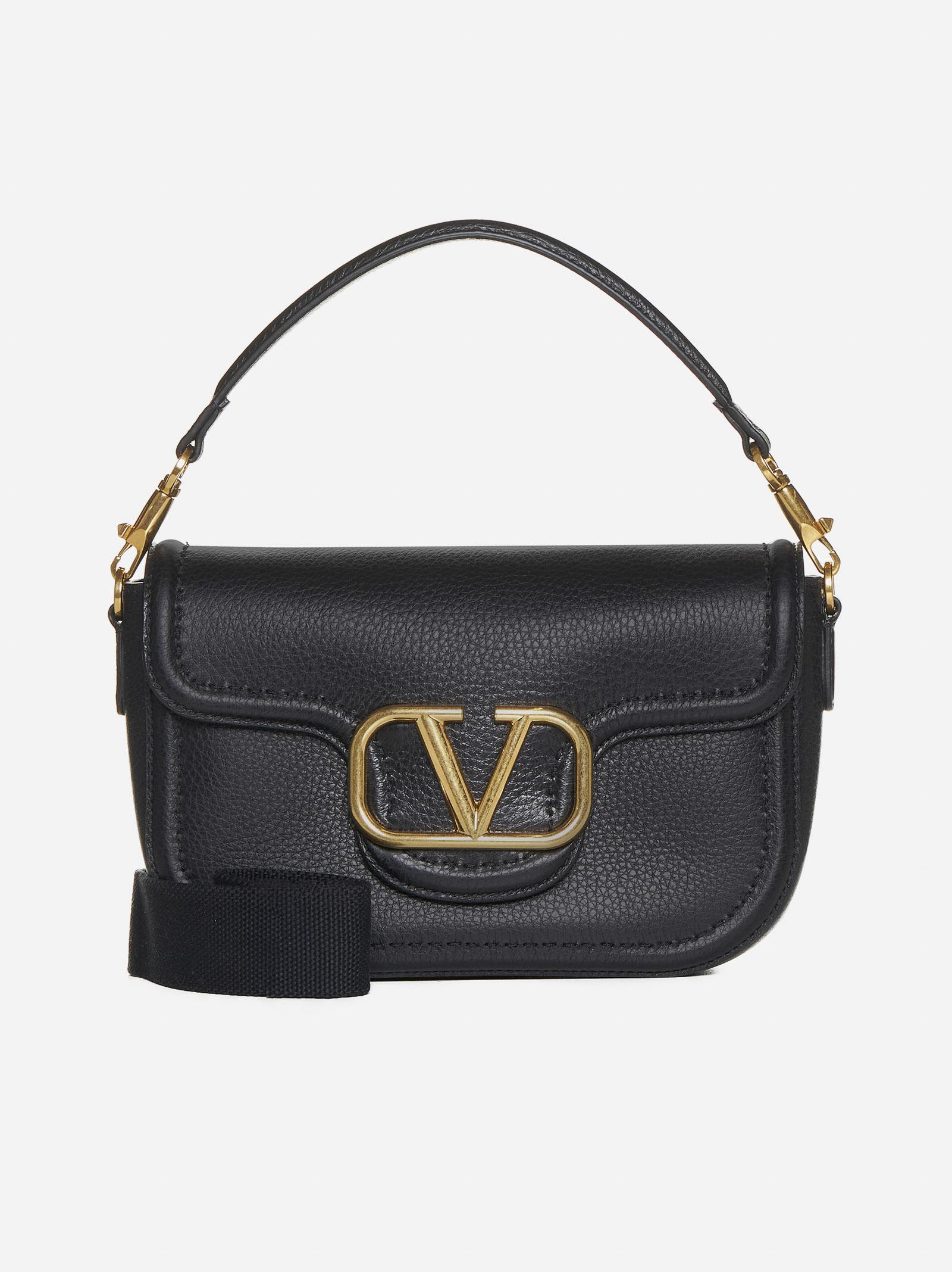 Shop Valentino Vlogo Signature Leather Bag In Black