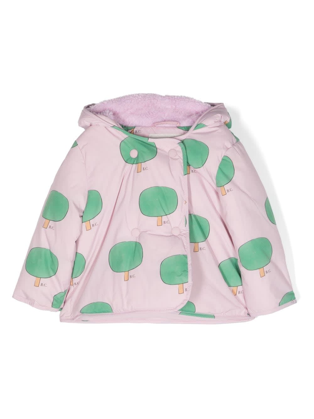 Bobo Choses Baby Green Tree All Over Hooded Anorak In Pink