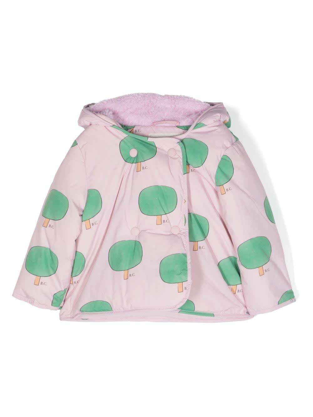 Baby Green Tree All Over Hooded Anorak In Pink