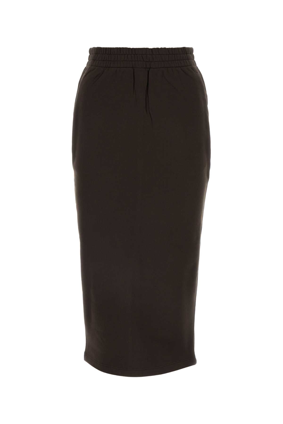 Shop Prada Dark Brown Cotton Skirt In Ebano