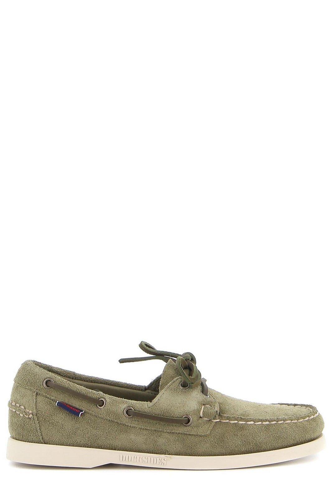 Shop Sebago Lace-up Round Toe Boat Shoes In Green Military