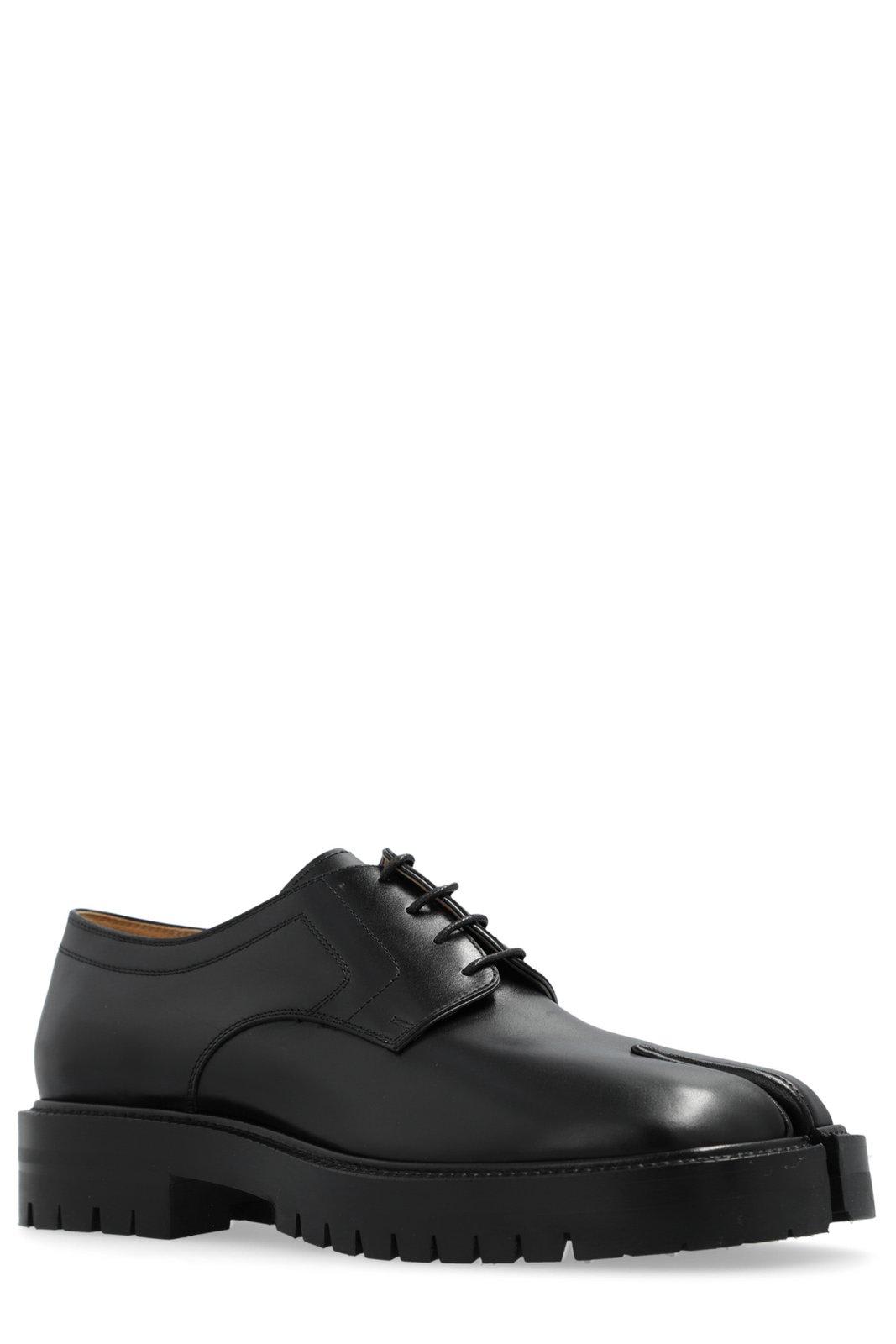 Shop Maison Margiela Tabi Toe Lace Up Shoes In Black