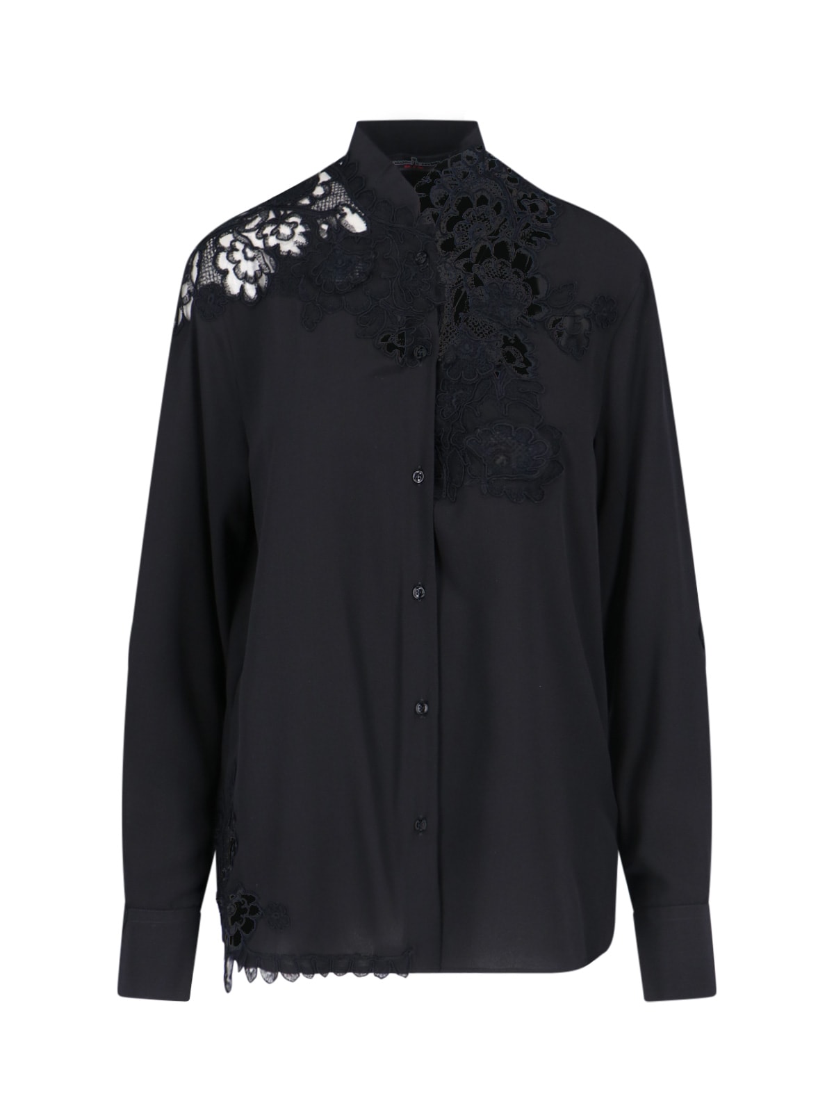 Shop Ermanno Scervino Lace Detail Shirt In Black