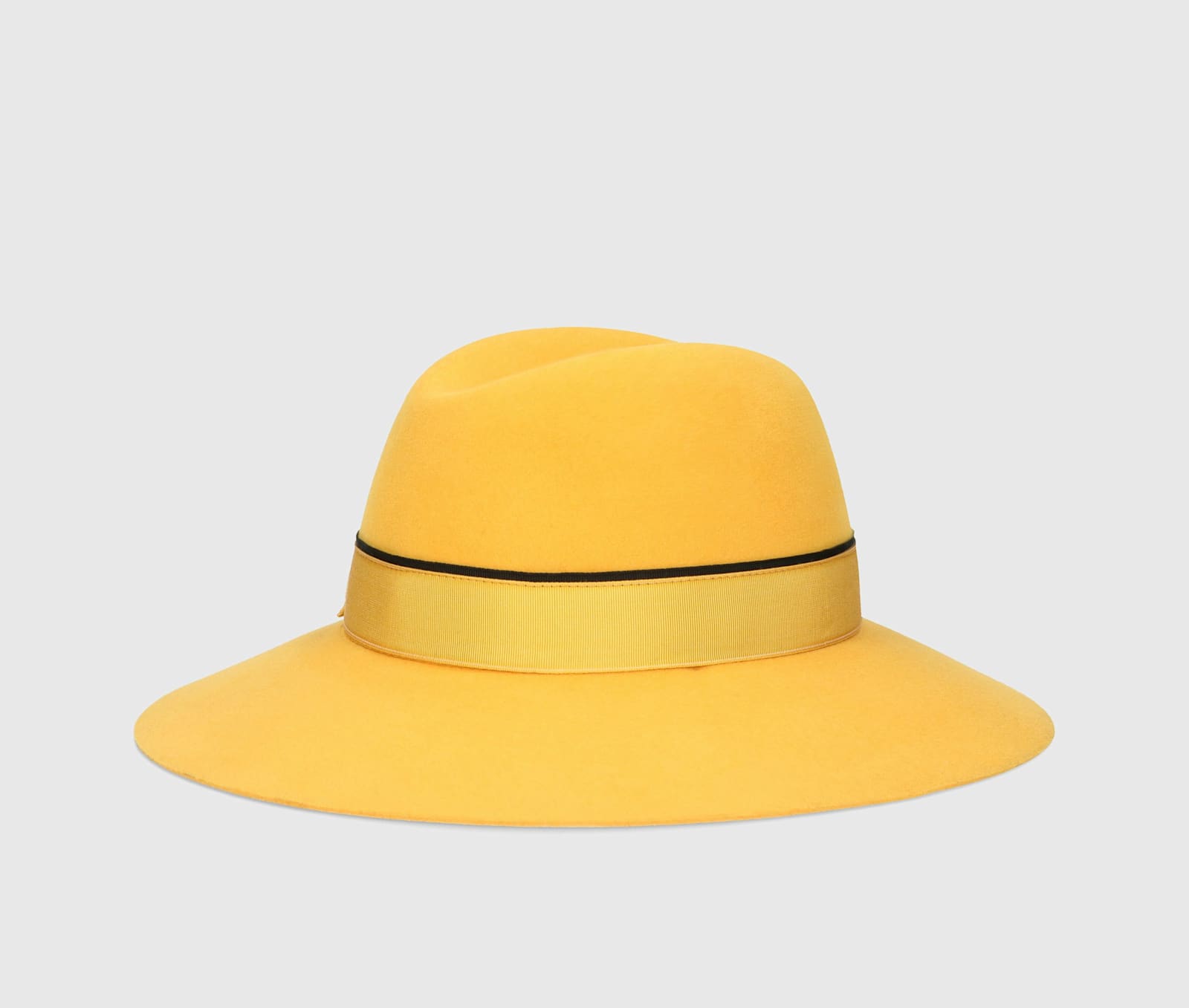 Shop Borsalino Claudette Fine Wool Felt With Contrasting Border In Yellow, Yellow/black Hatband