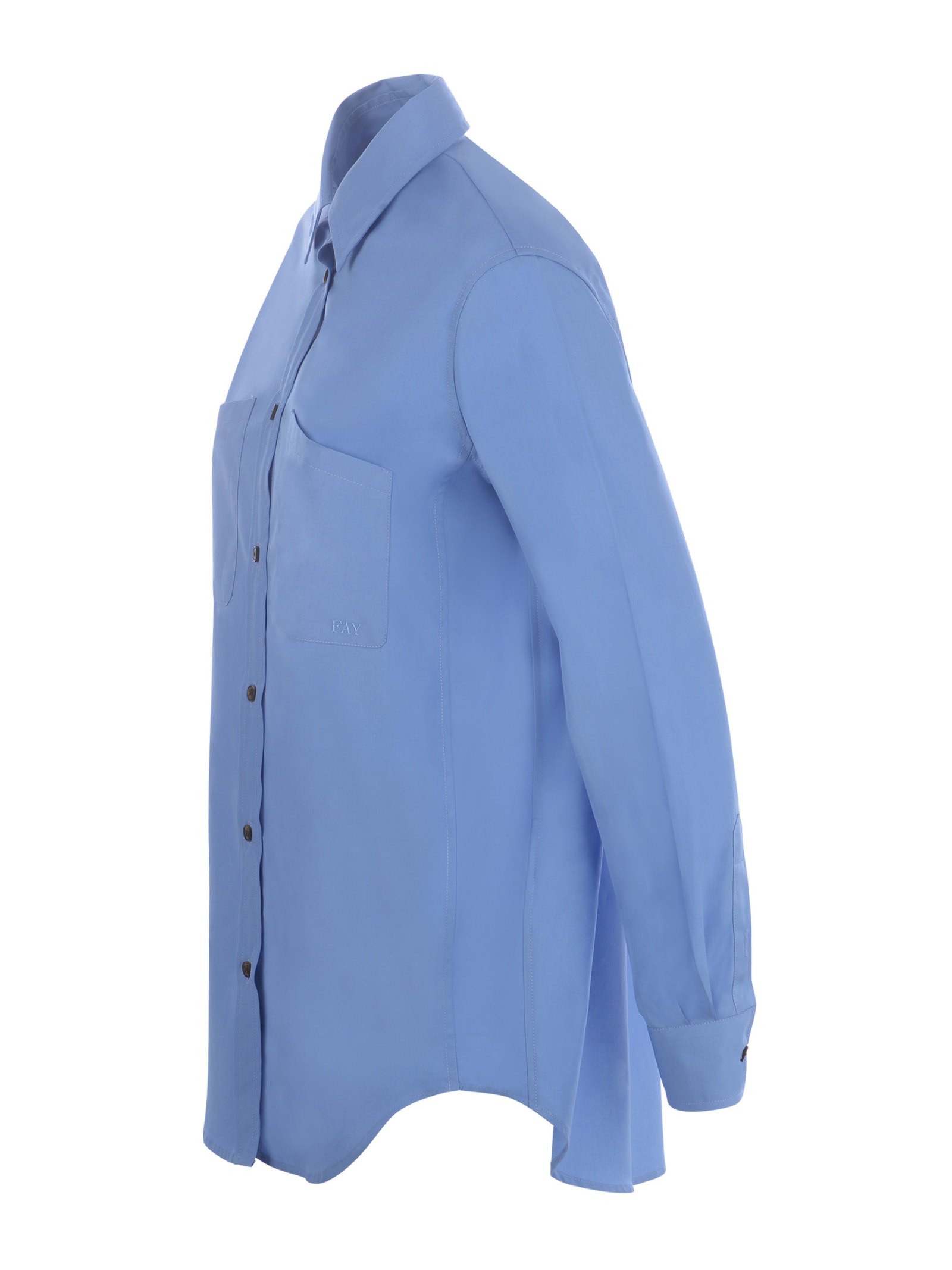 Shop Fay Shirt  In Cotton In Azzurro