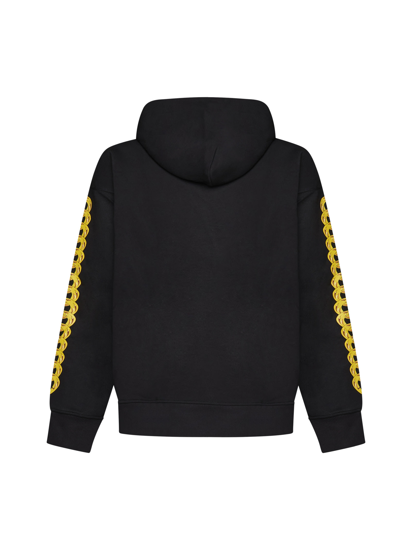 Shop Versace Jeans Couture Chain Logo Hoodie In Black Gold