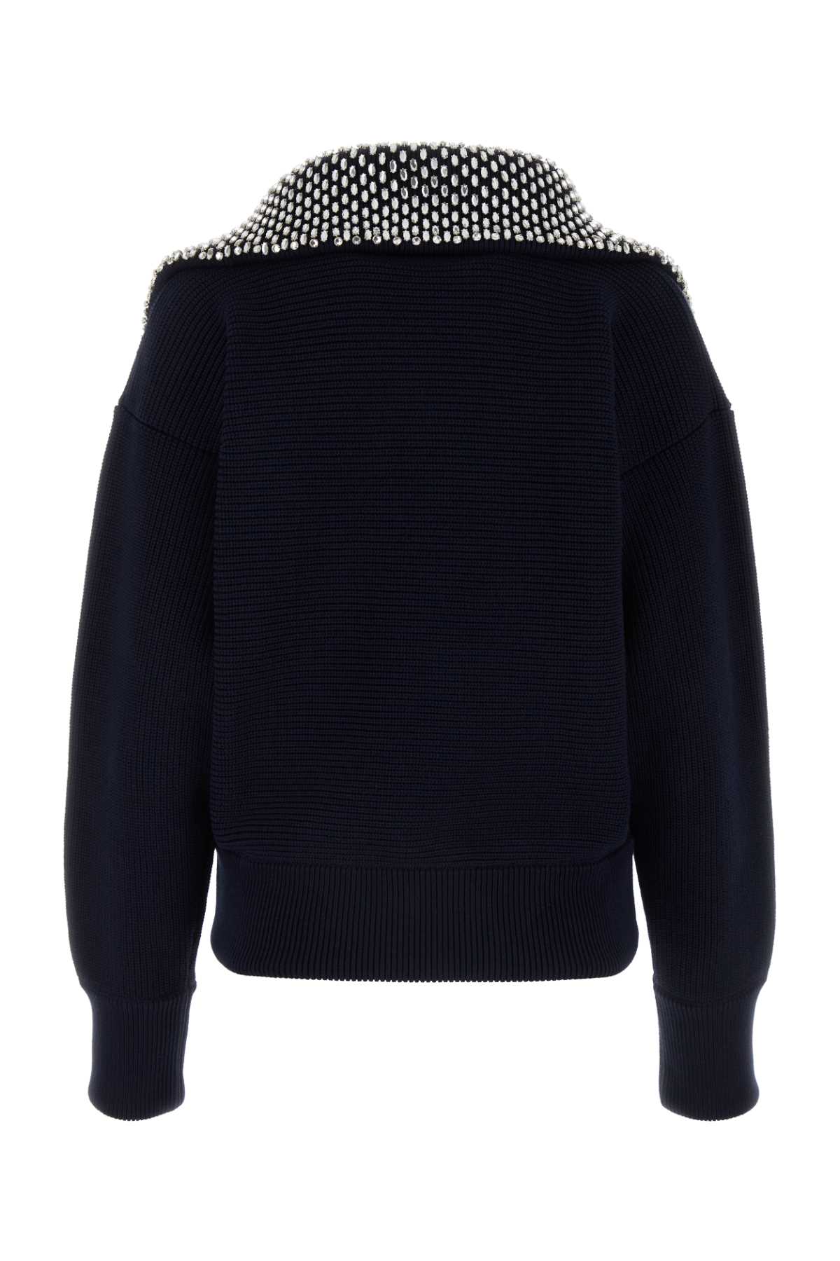 Shop Gucci Navy Blue Cotton Blend Sweater In Navymix