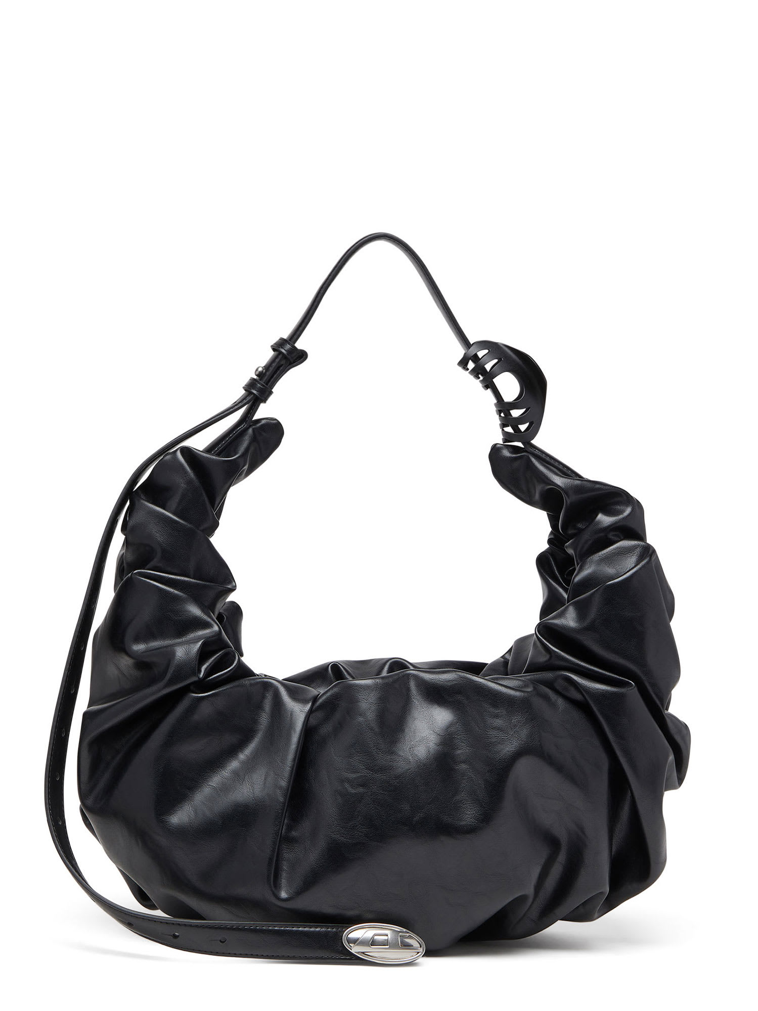 Diesel Large Grab-d Scrunched Shoulder Bag In Black