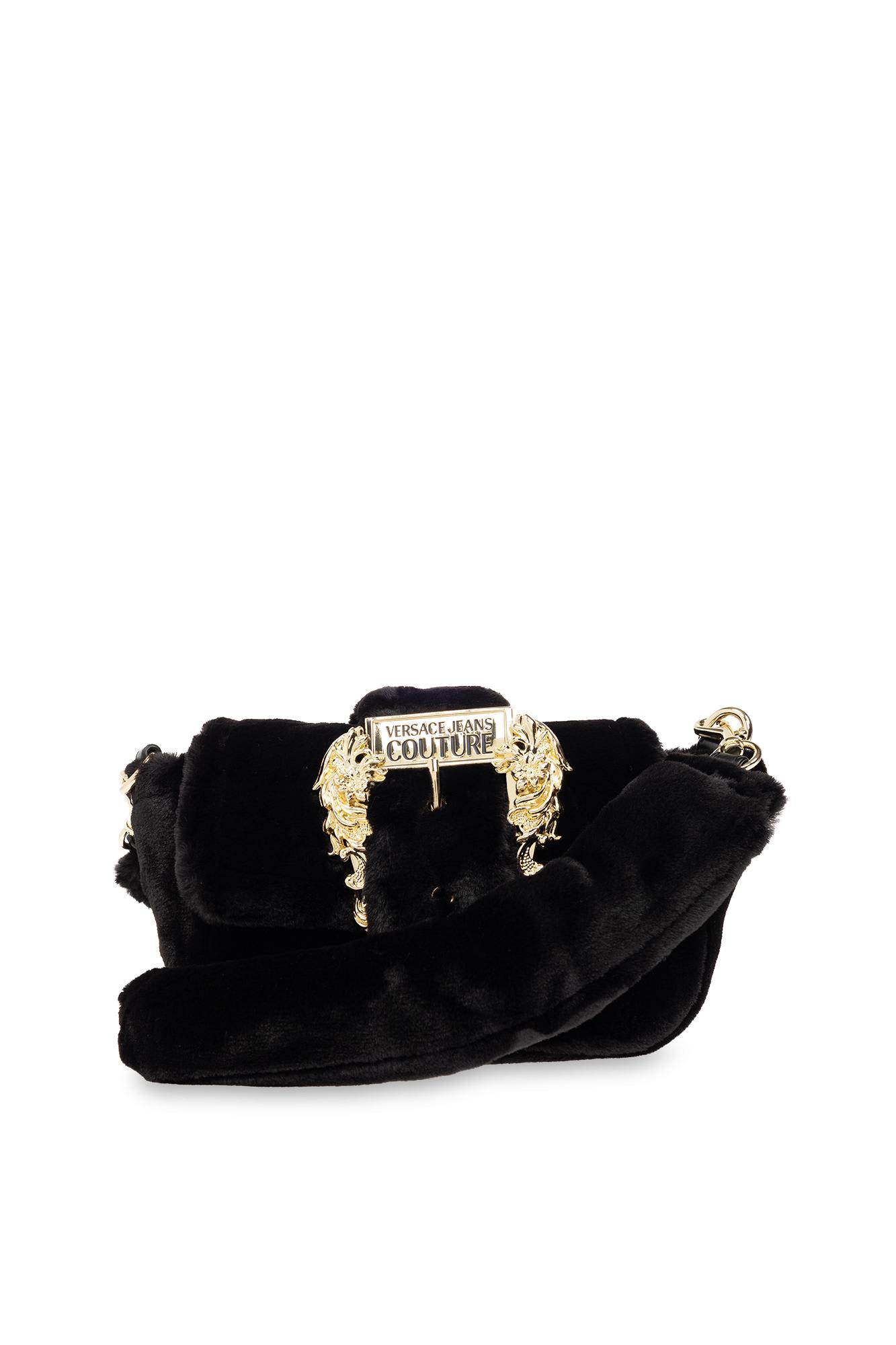 Versace Jeans Couture medium faux-fur crossbody bag in black