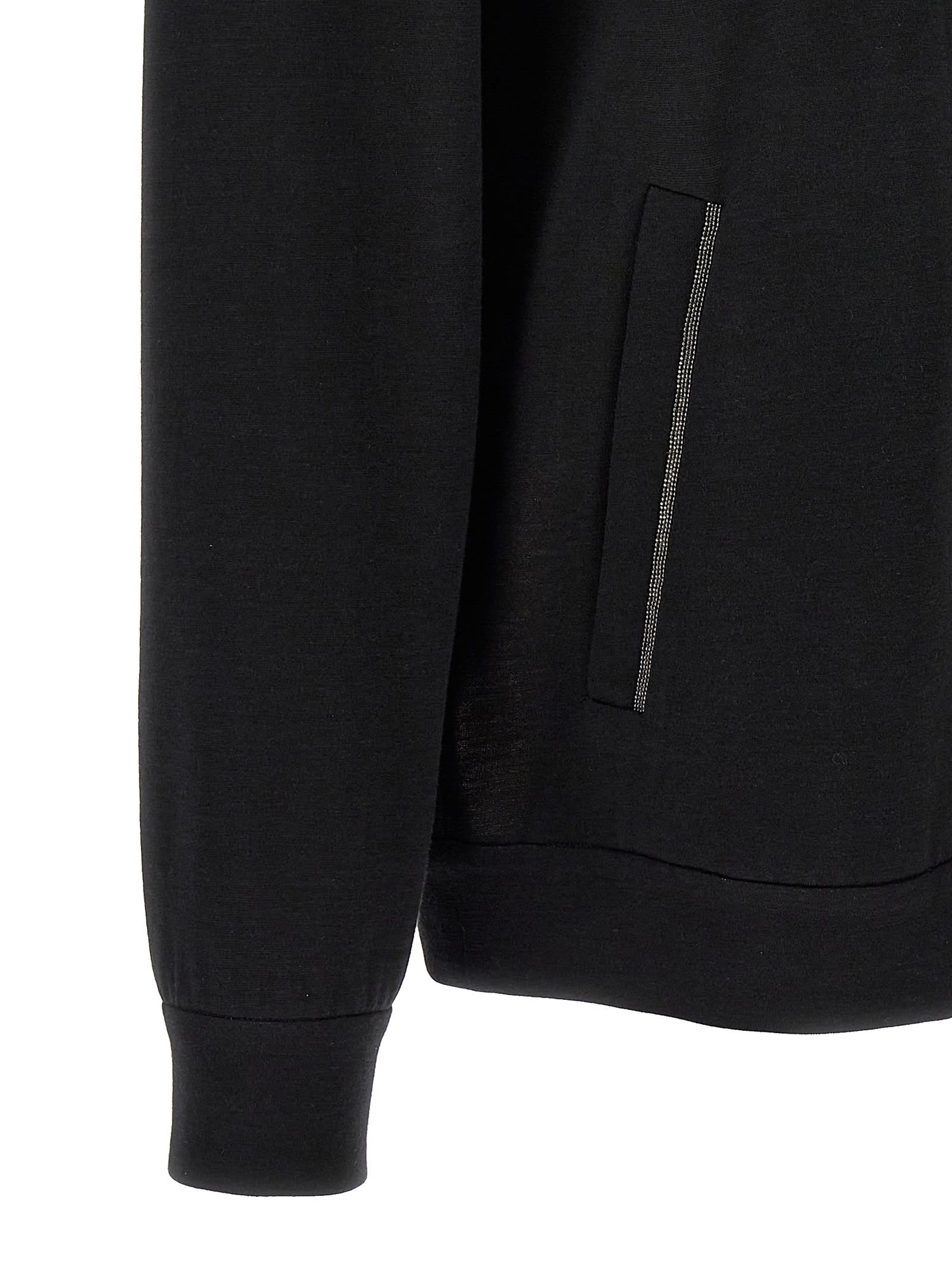 Brunello Cucinelli Women Cotton-silk Sweatshirt Topwear With Jewellery In Black