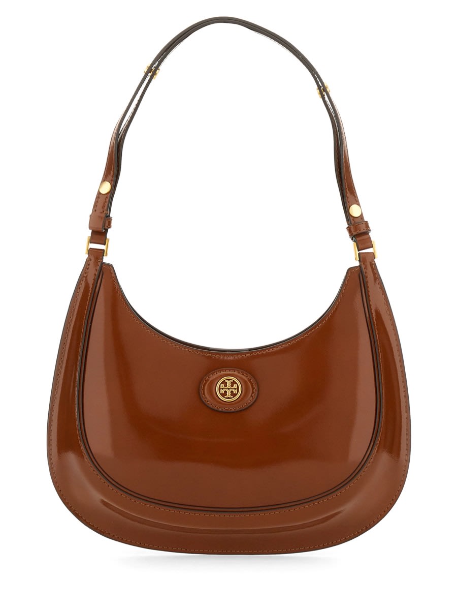 TORY BURCH ROBINSON BRUSHED LEATHER CRESCENT BAG