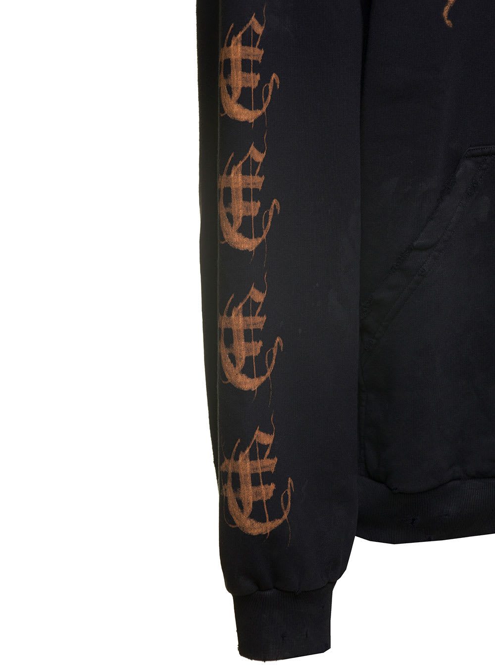 Shop Balenciaga Black Hooded Sweatshirt And Heavy Metal Motif Logo In Cotton Man
