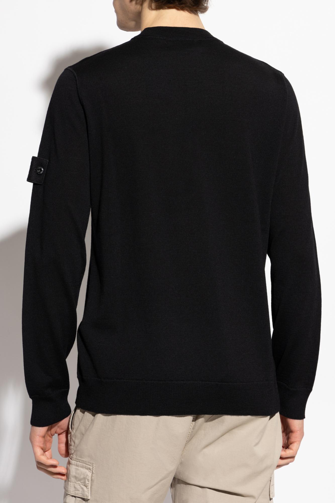 Stone Island Ribbed Crewneck Sweater With Long Sleeves In Black