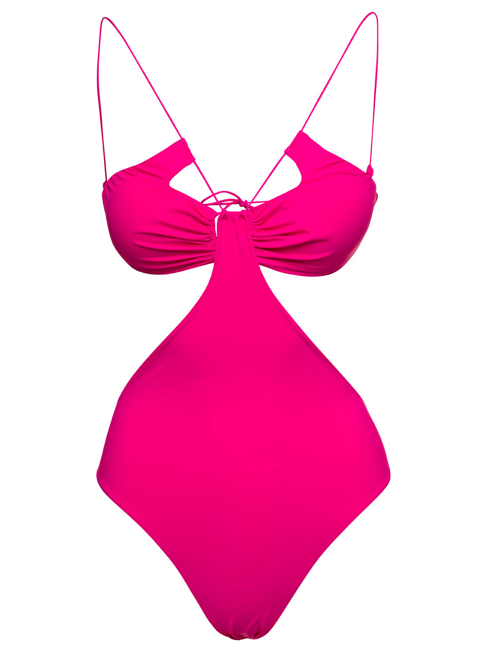 sadie Fuchsia Swimsuit With Cut-out And Spaghetti Straps In Stretch Polyamide Woman