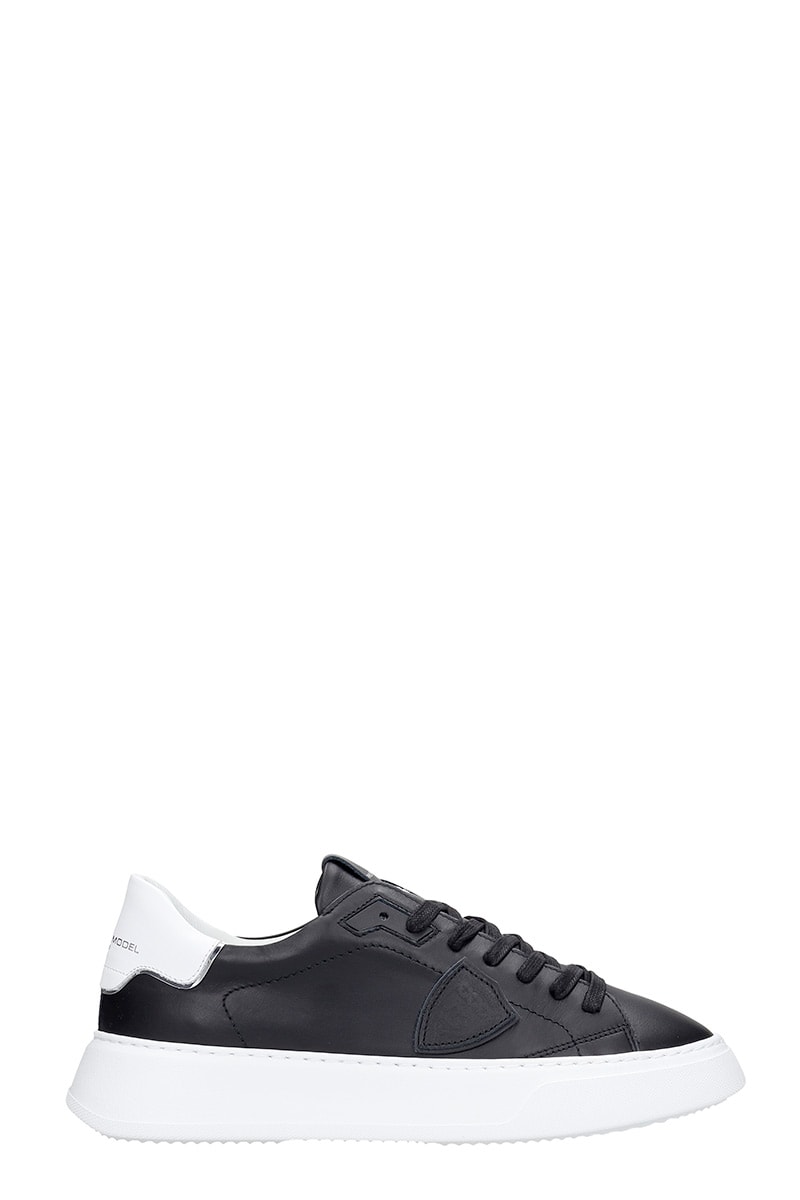 Shop Philippe Model Temple L Sneakers In Black Leather