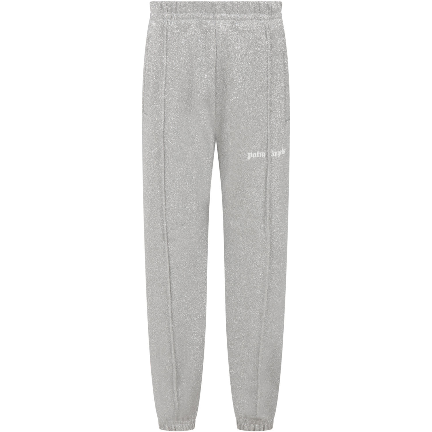 Palm Angels Silver Sweatpants For Girl With Logo