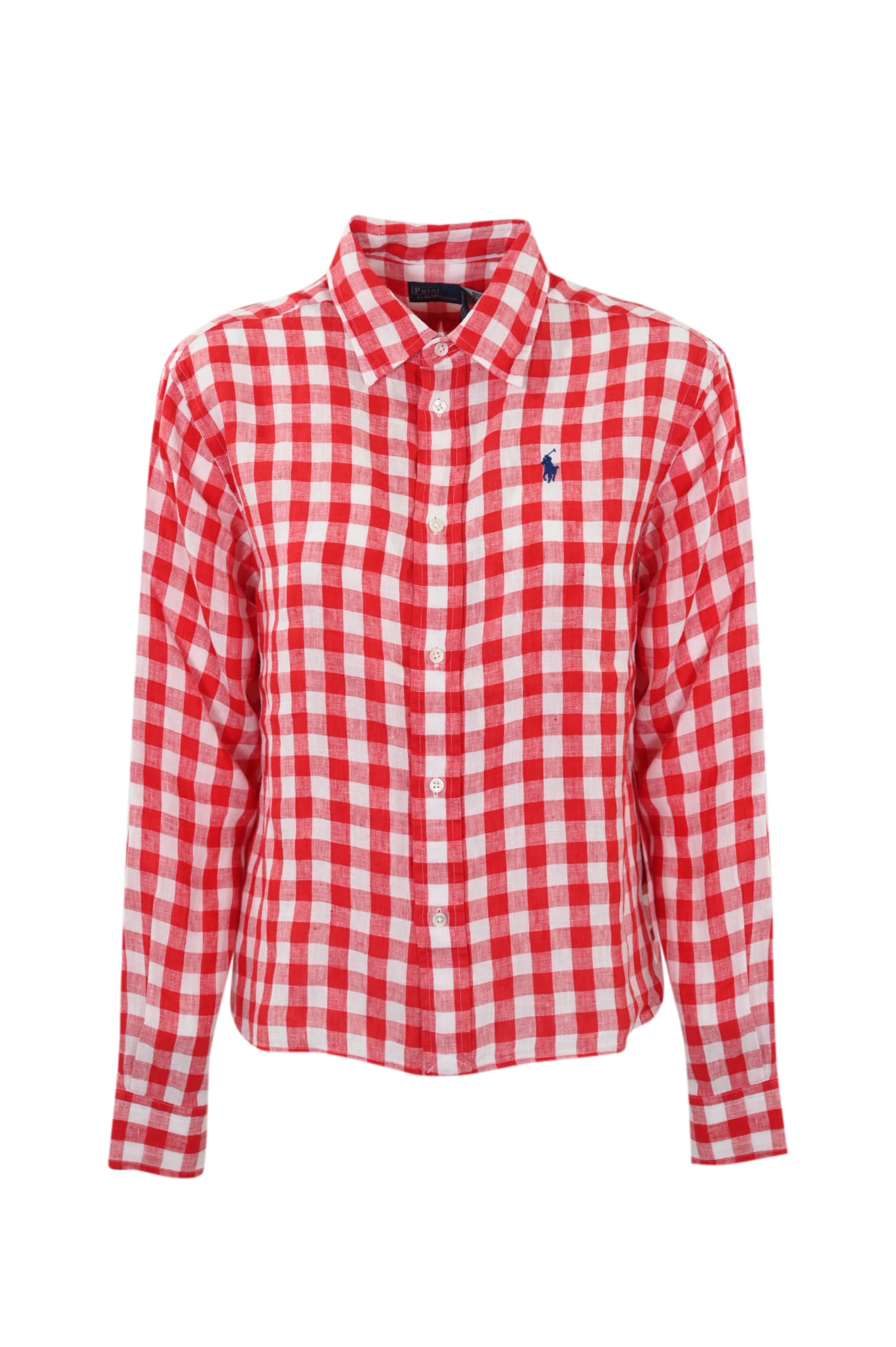 Shop Polo Ralph Lauren Checked Linen Shirt In Rosso