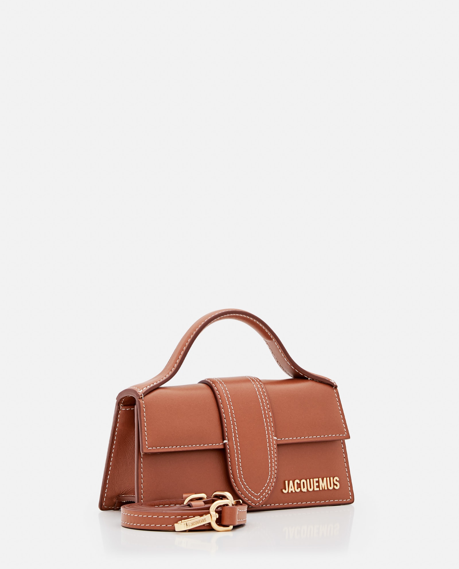 Shop Jacquemus Le Bambino Leather Top Handle Bag In Buff