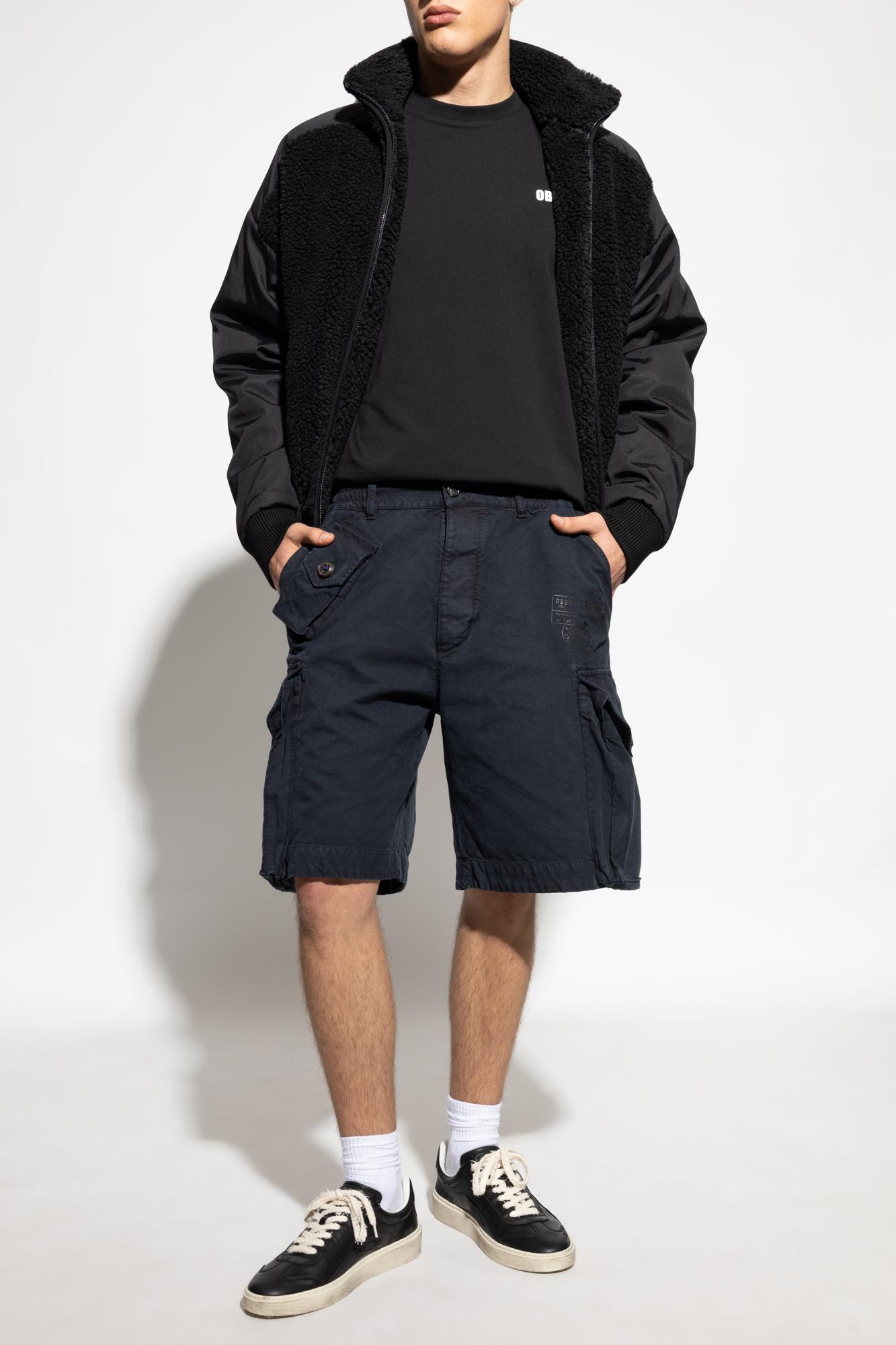 Dsquared2 Fleece Sweatshirt With A Stand-up Collar In Black