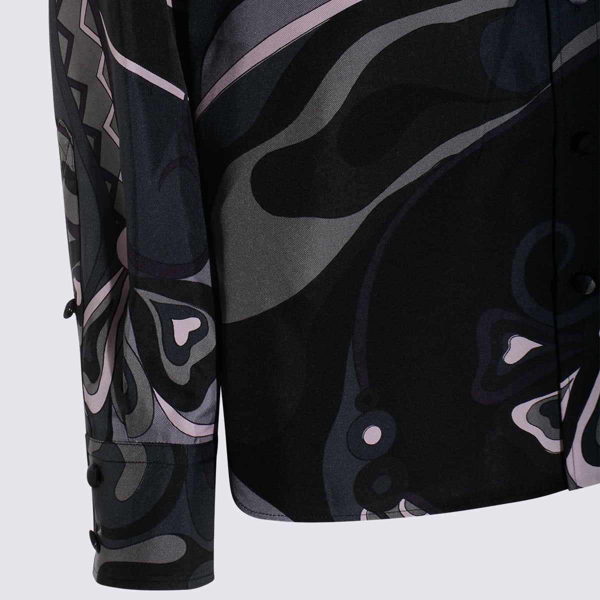 Pucci Abstract Pattern Long Sleeve Silk Shirt In Black