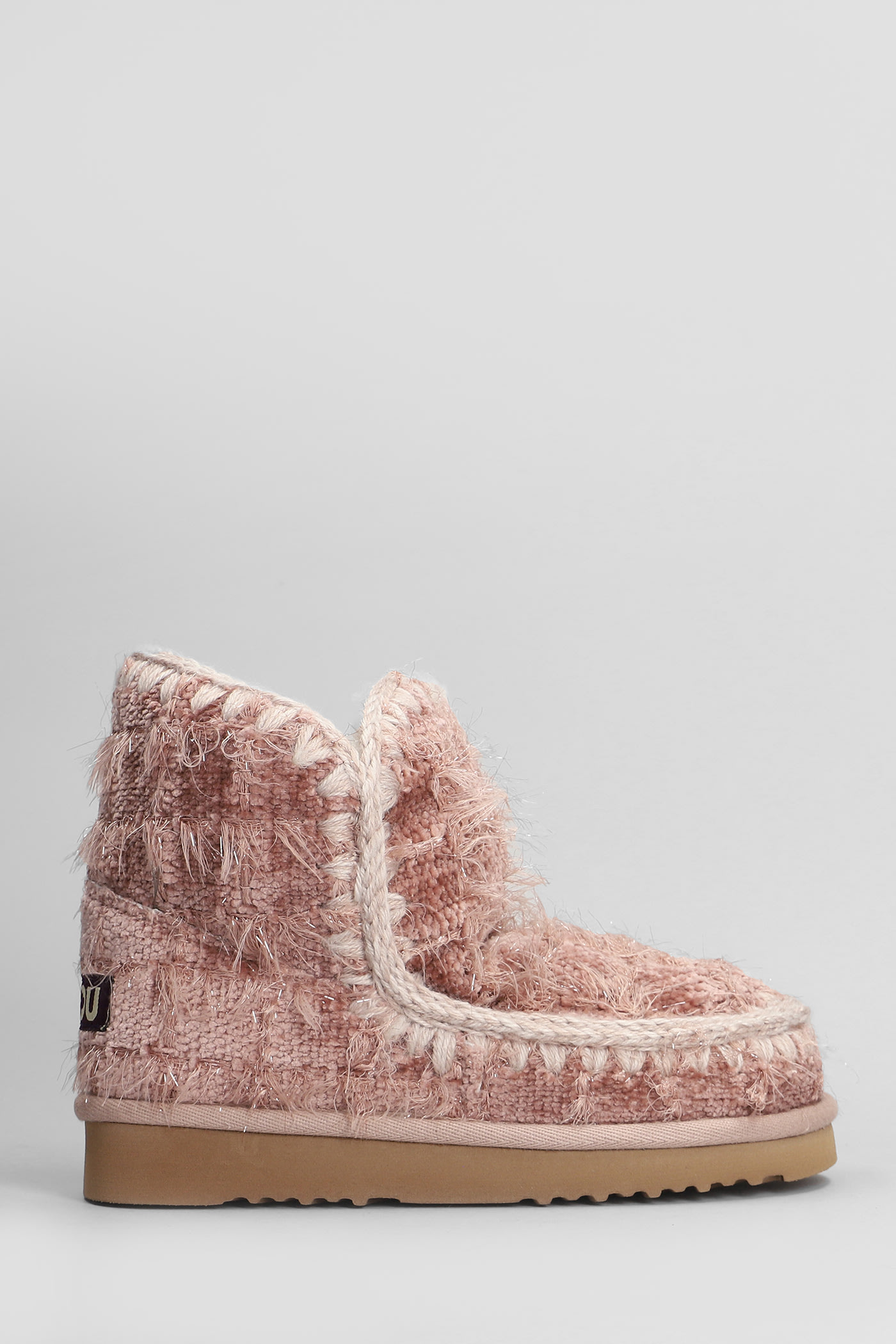 Shop Mou Eskimo 18 Low Heels Ankle Boots In Rose-pink Leather