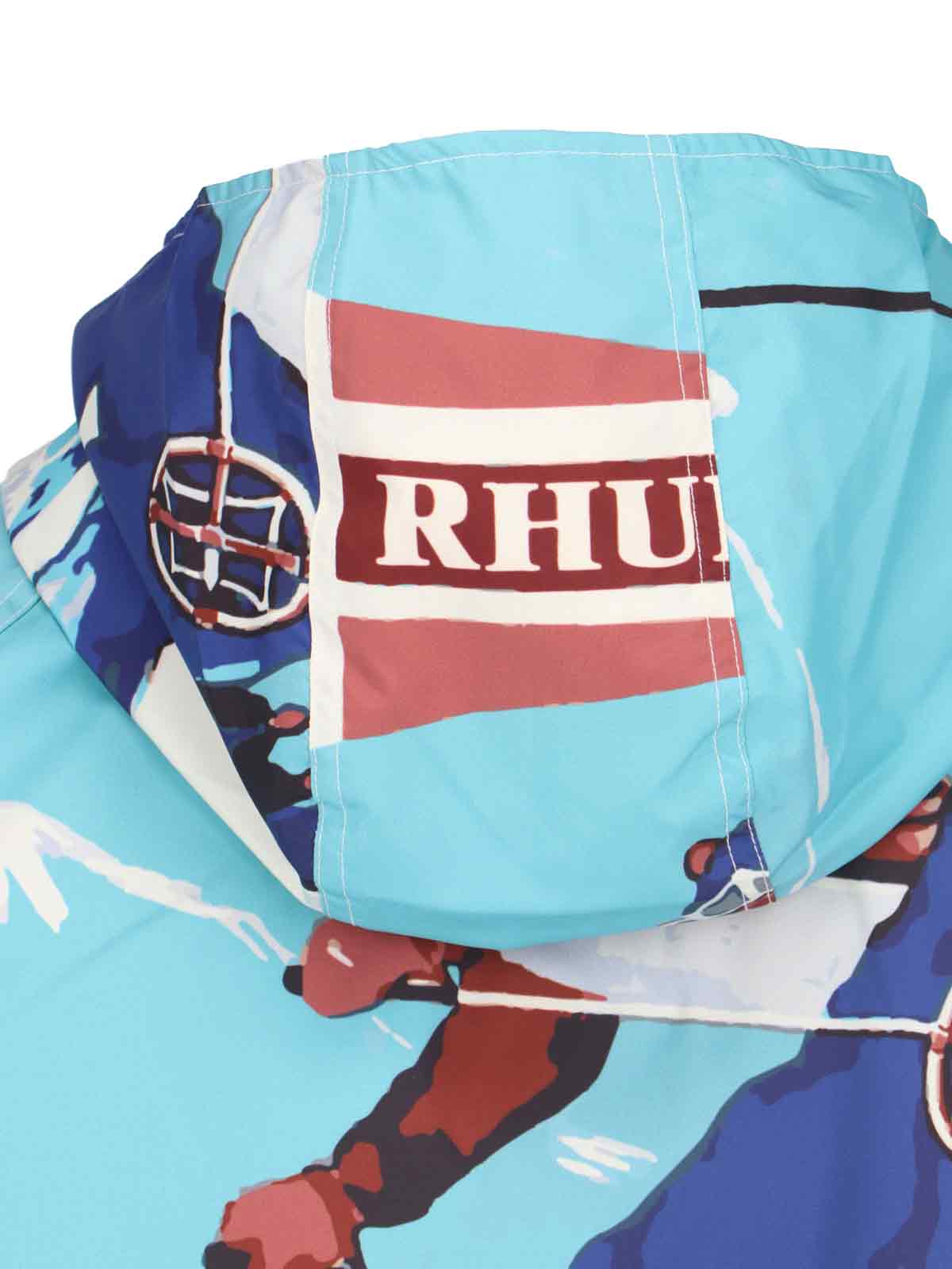 Rhude Hooded Technical Jacket In Light Blue In Light Blue
