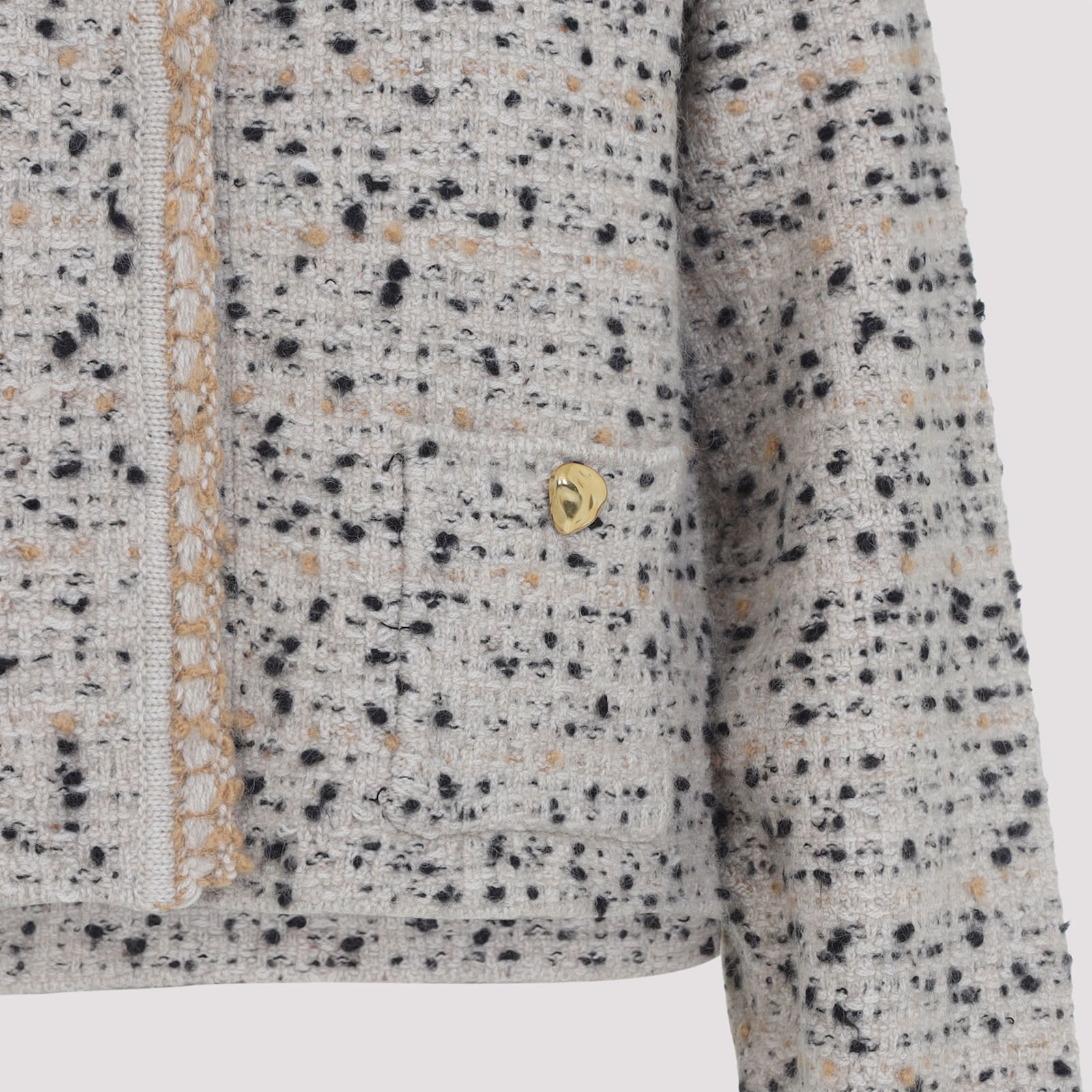 Fabiana Filippi Bouclé Wool Blend Jacket In Gray