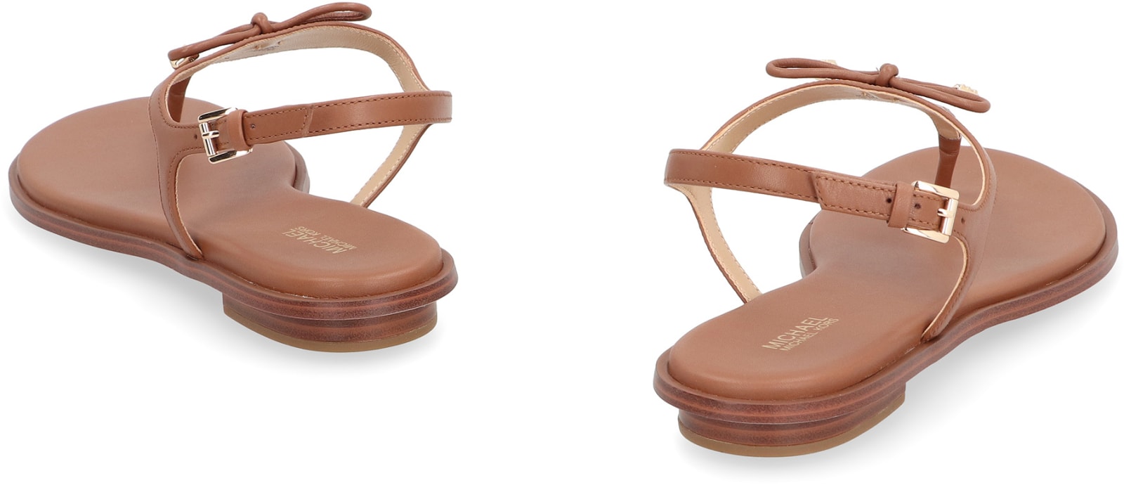 Shop Michael Michael Kors Nori Leather Sandals In Saddle Brown