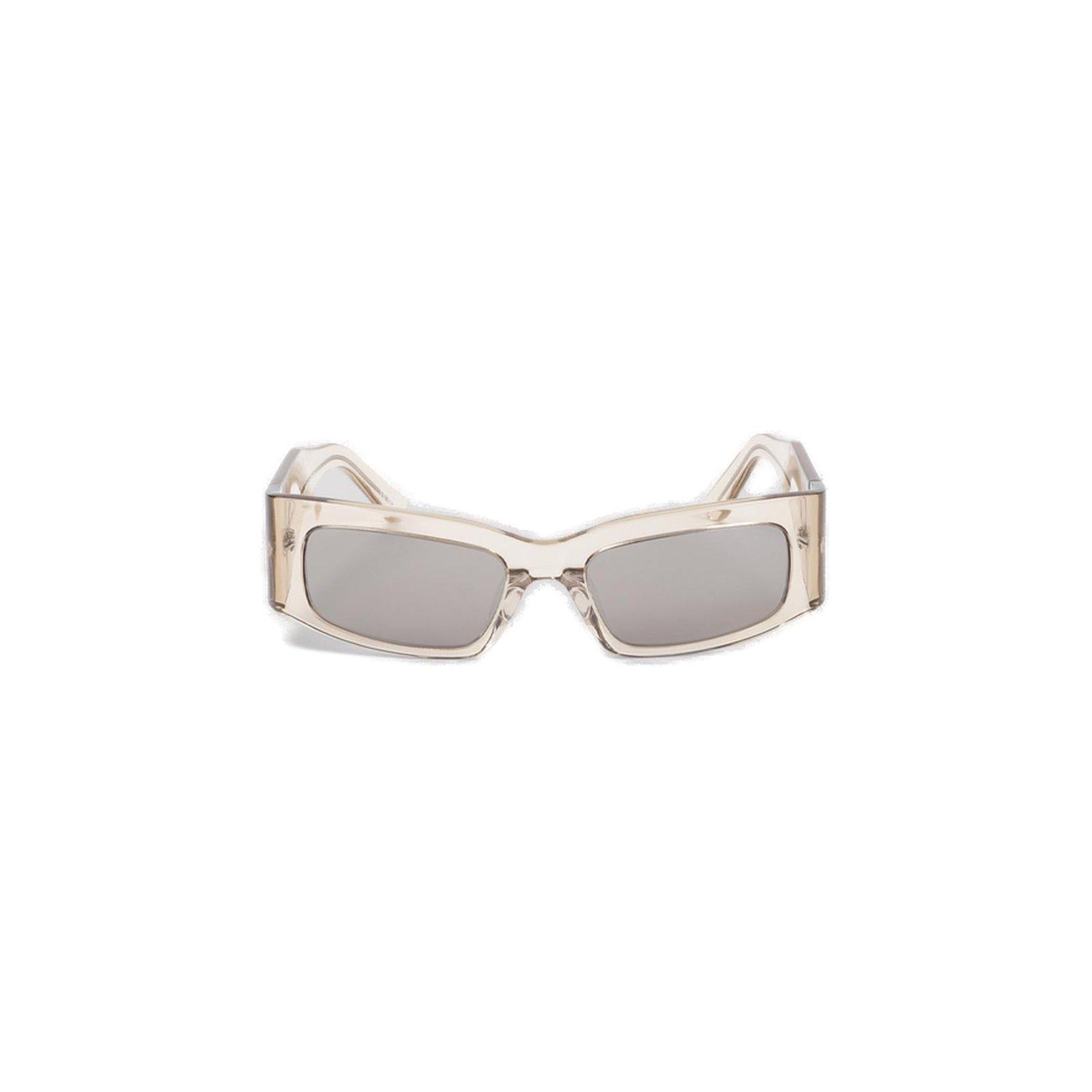 Shop Balenciaga Paper Rectangle Frame Sunglasses In Trasparent Almond