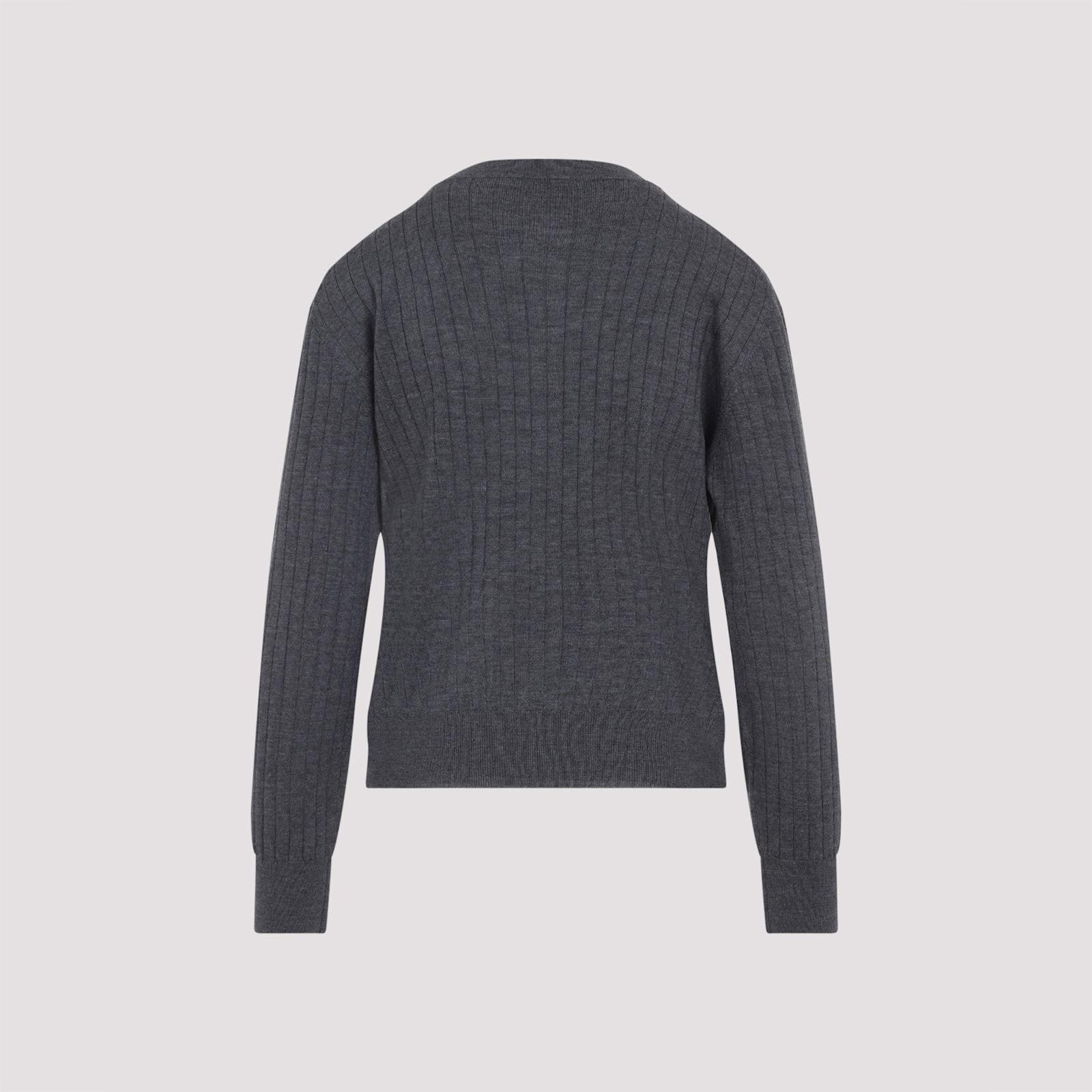 Bottega Veneta Ribbed Knit Sweater With Button-down Front In Gray