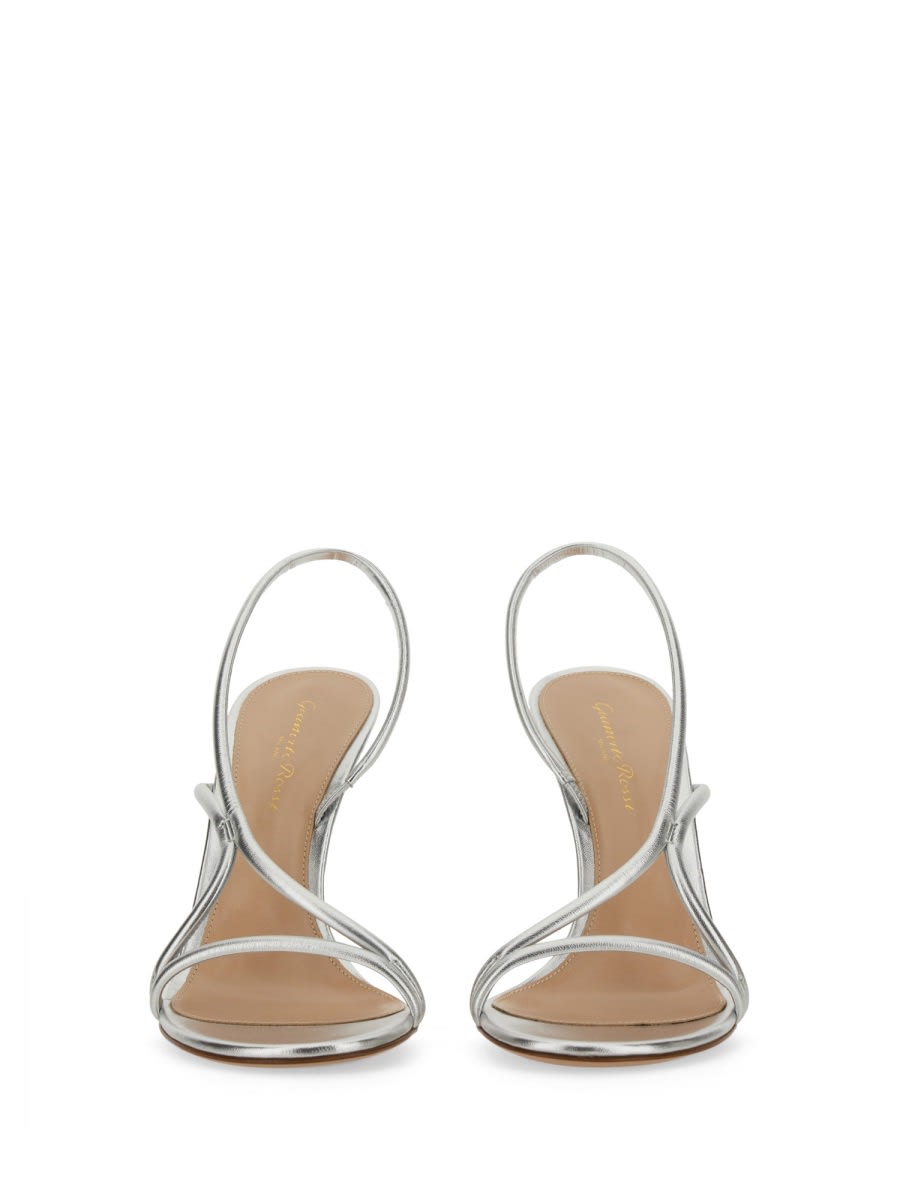 Gianvito Rossi Silver Nappa Silk Strappy Sandals In Metallic