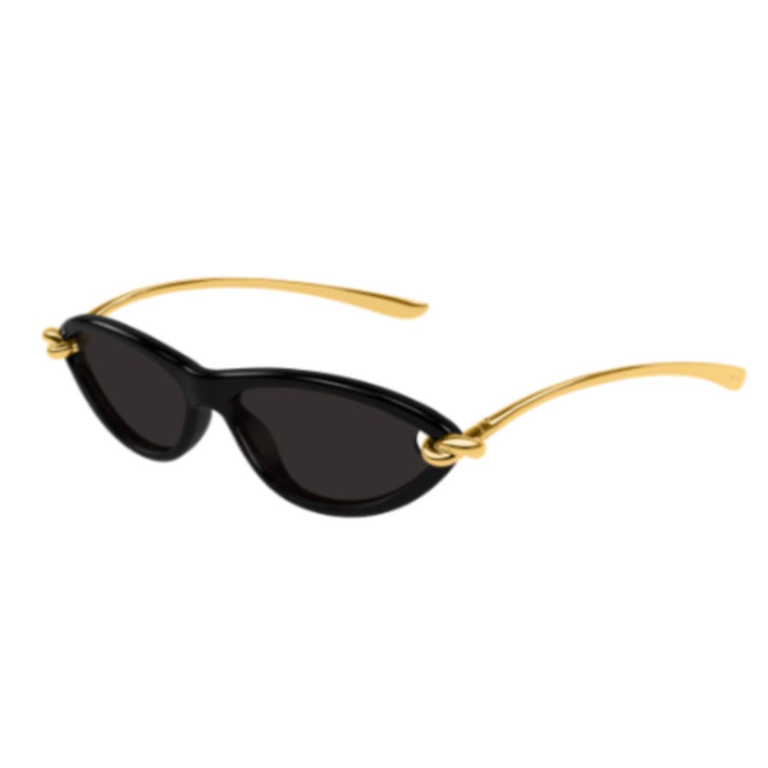 Bottega Veneta Bv1390s Signature Icons 001 Black Gold Grey Sunglasses In Black
