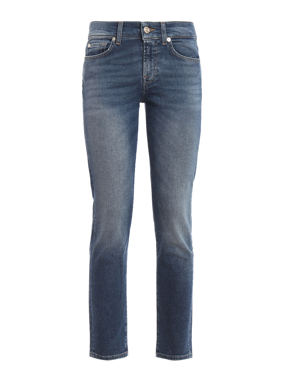 7 For All Mankind Mid Rise Roxanne Jeans In Mid Blue | ModeSens