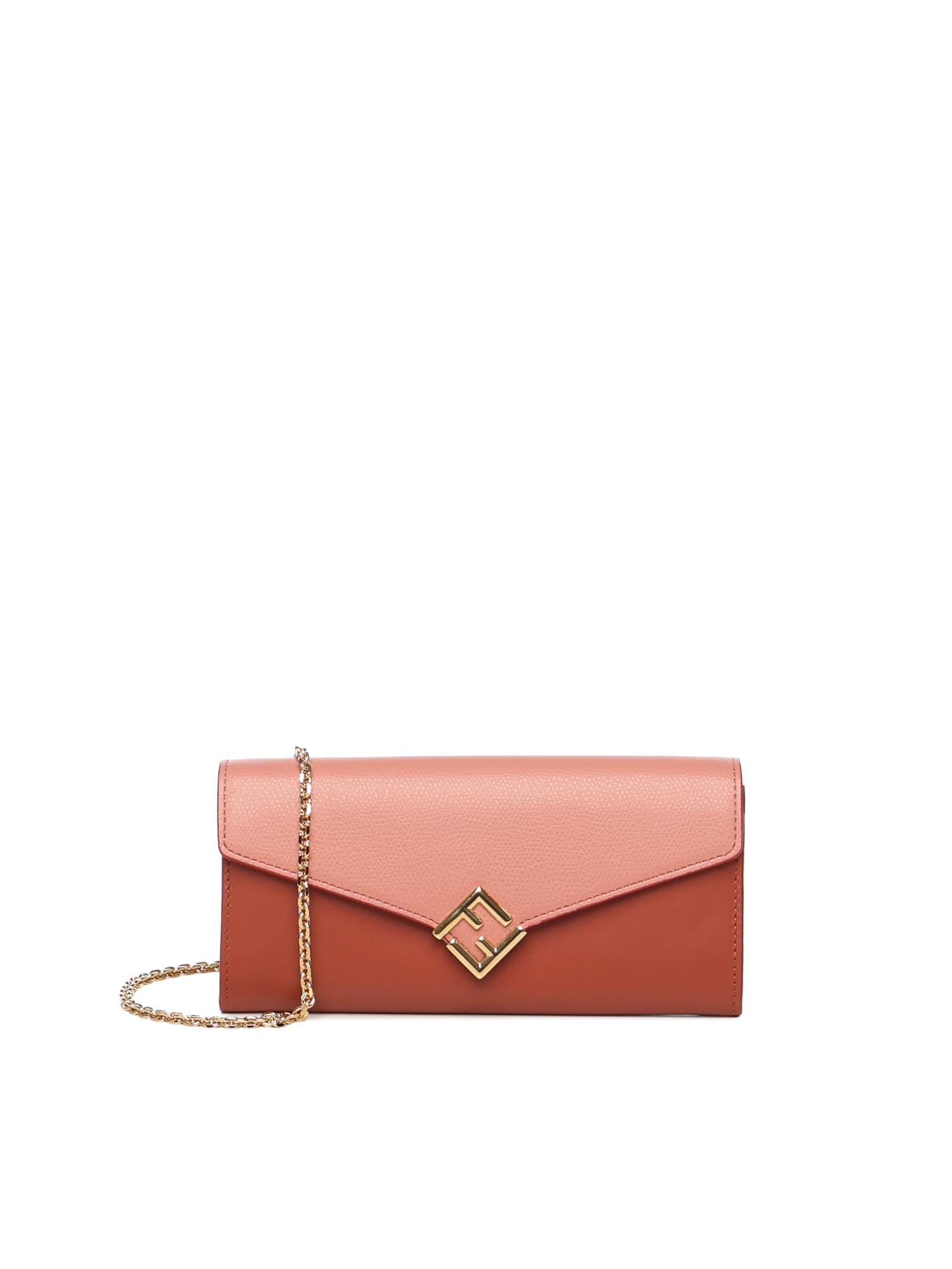 Fendi Ff Diamonds Continental Wallet On Chain Accessories In Pink
