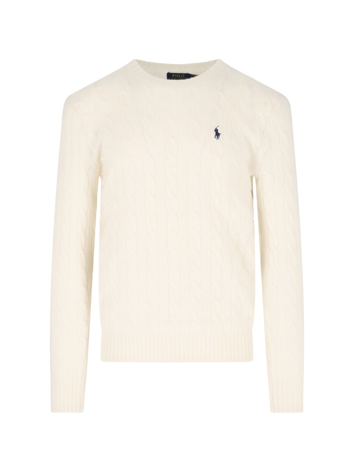 Shop Polo Ralph Lauren Plaited Sweater In Beige