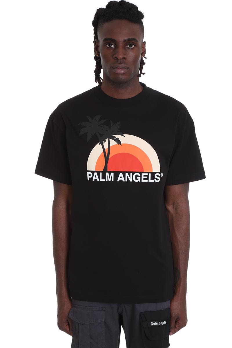 PALM ANGELS T-SHIRT IN BLACK COTTON,11213584
